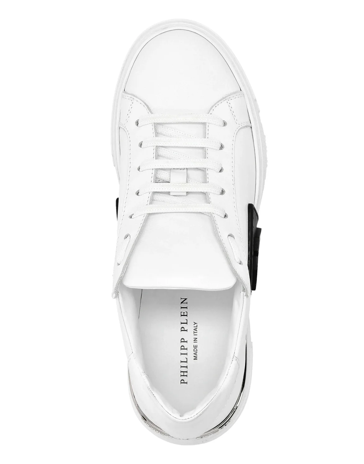 LO-TOP SNEAKERS PHANTOM KICK$ LEATHER HEXAGON ICONIC PLEIN, цвет: Белый