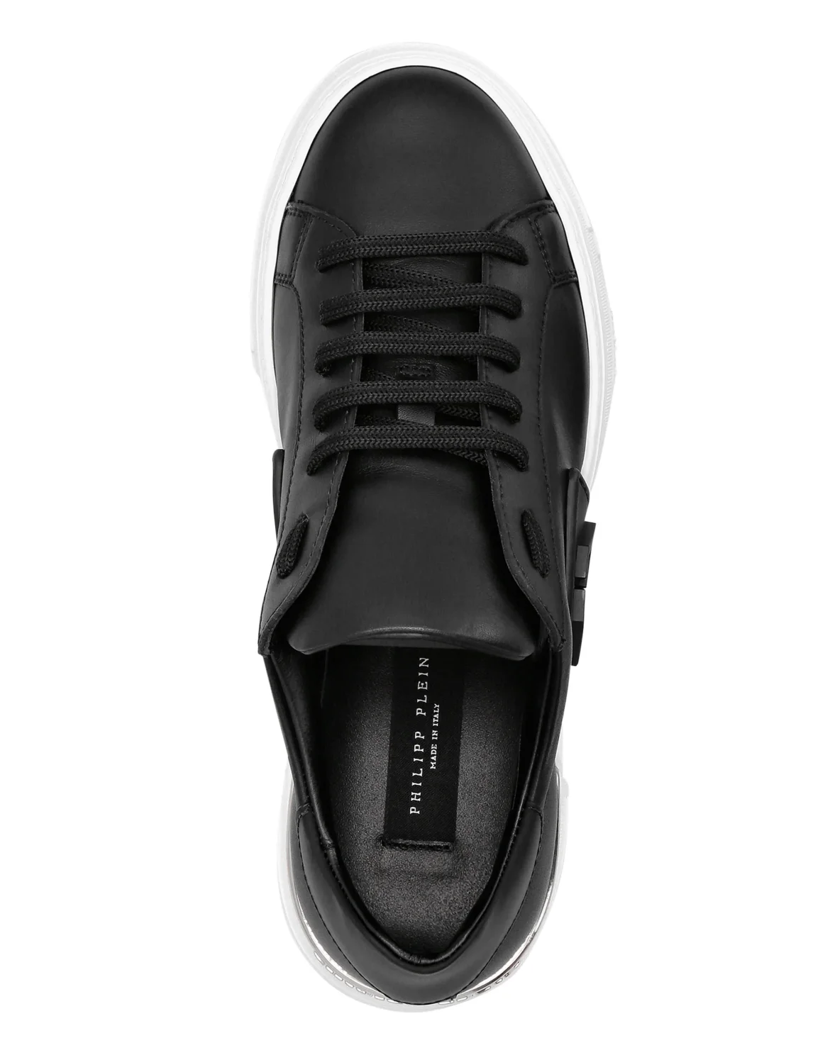 LO-TOP SNEAKERS PHANTOM KICK$ LEATHER HEXAGON ICONIC PLEIN, цвет: Черный