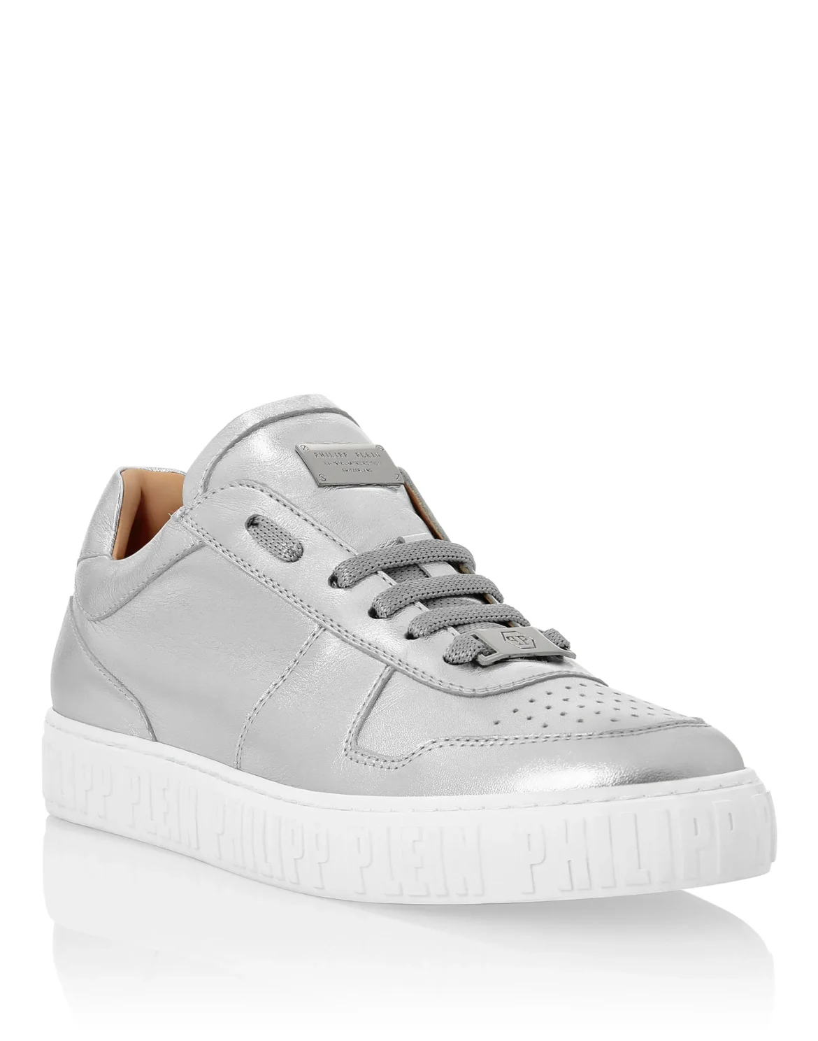 Laminated Leather Lo-Top Sneakers King Power, цвет: Серебристый
