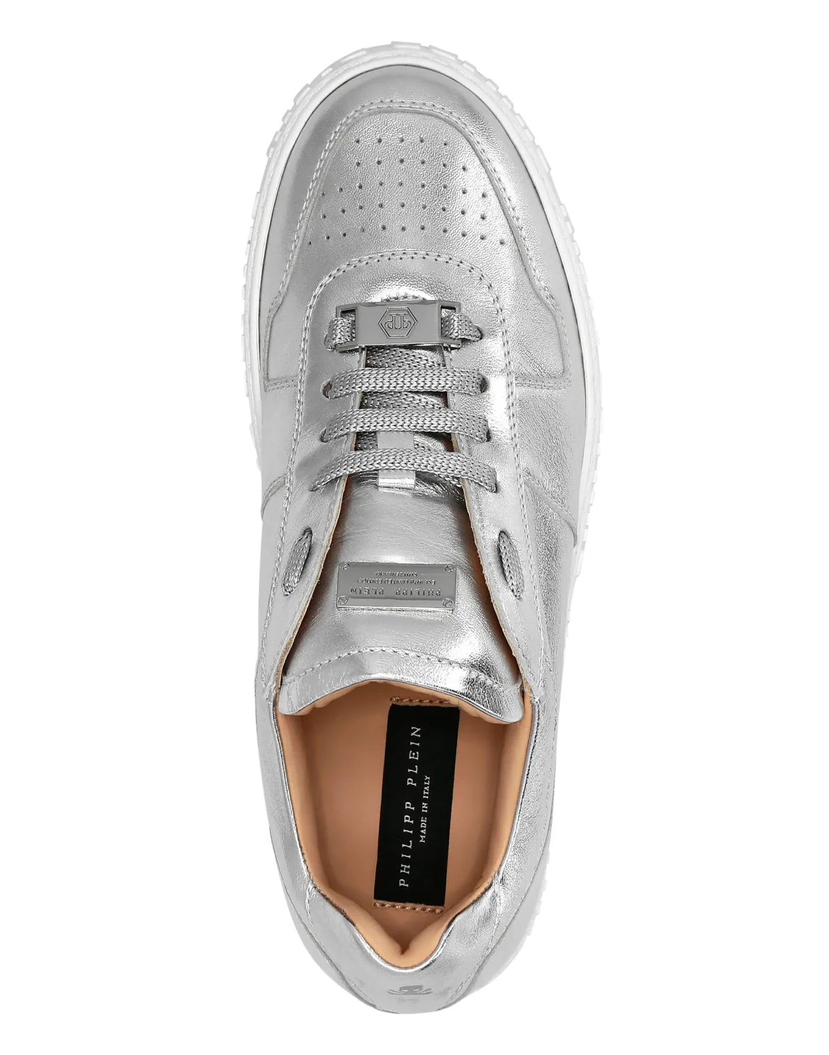 Laminated Leather Lo-Top Sneakers King Power, цвет: Серебристый