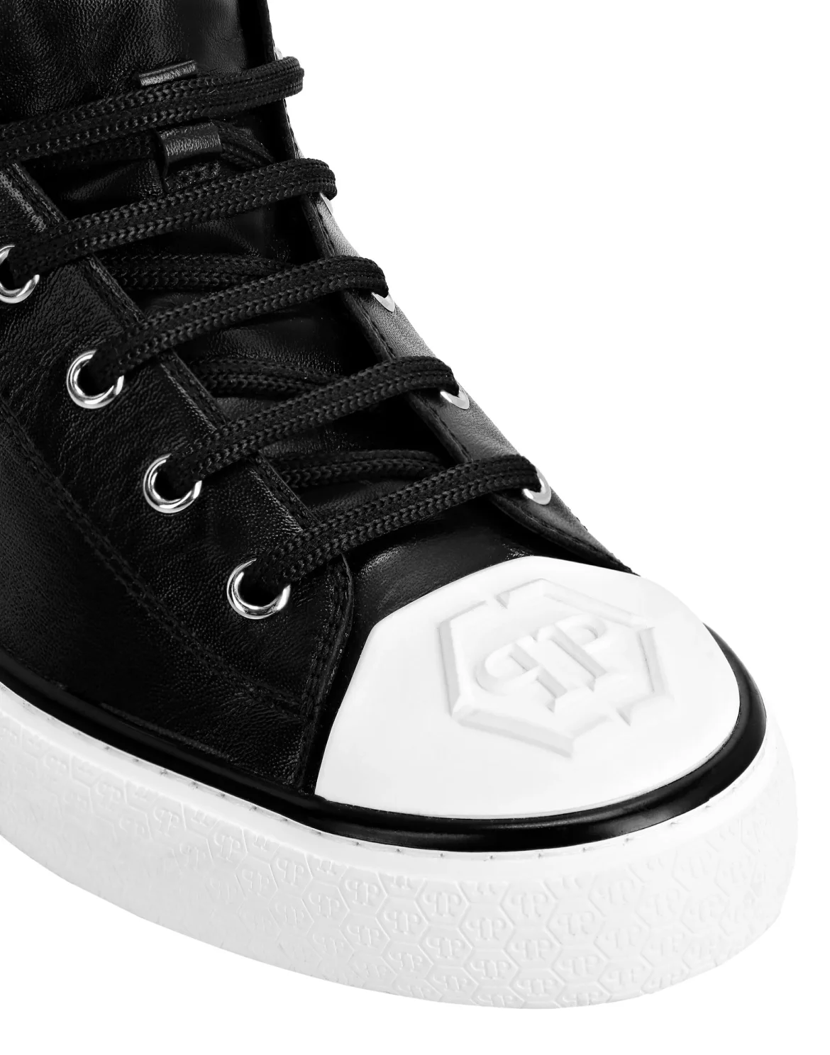 Laminated Leather Hi-Top Sneakers Megastar, цвет: Черный