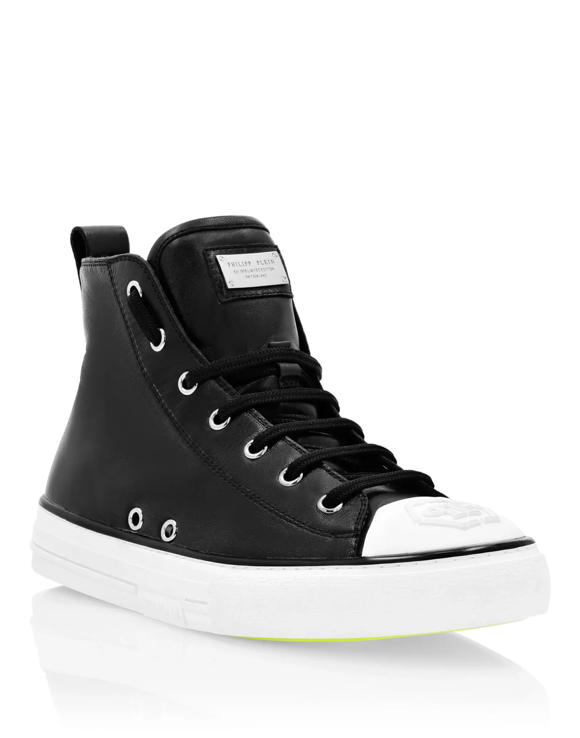 Laminated Leather Hi-Top Sneakers Megastar, цвет: Черный