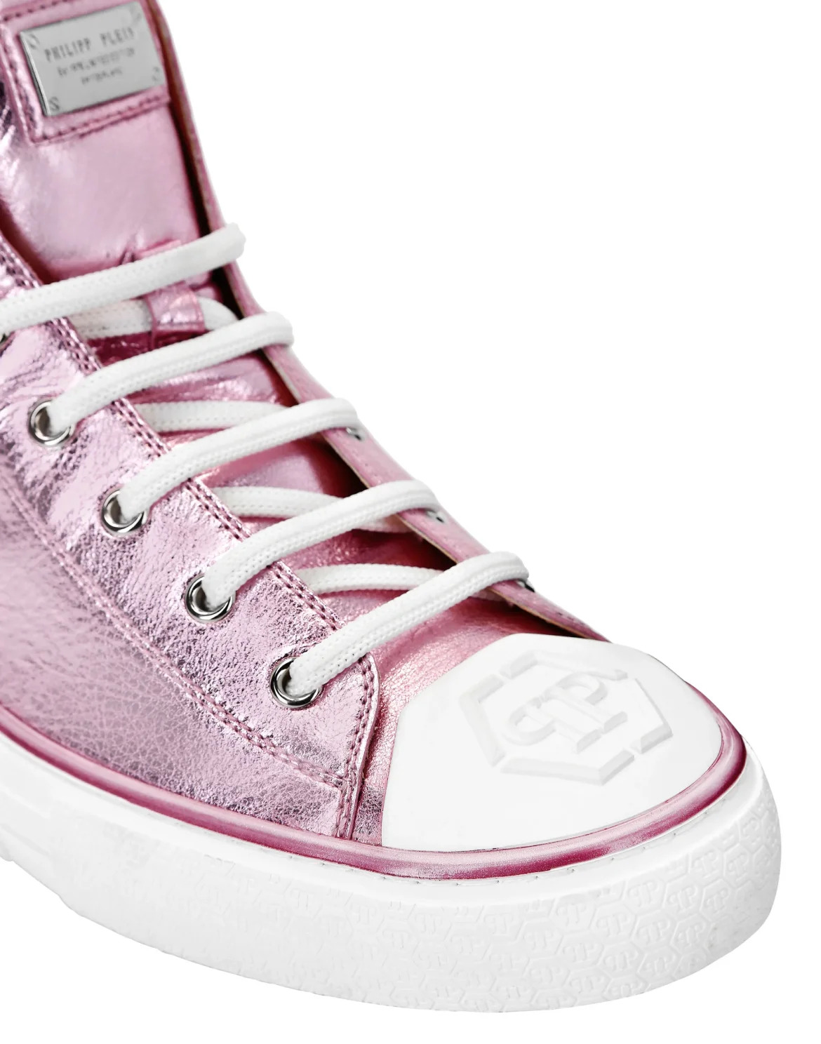 Laminated Leather Hi-Top Sneakers Megastar, цвет: Розовый