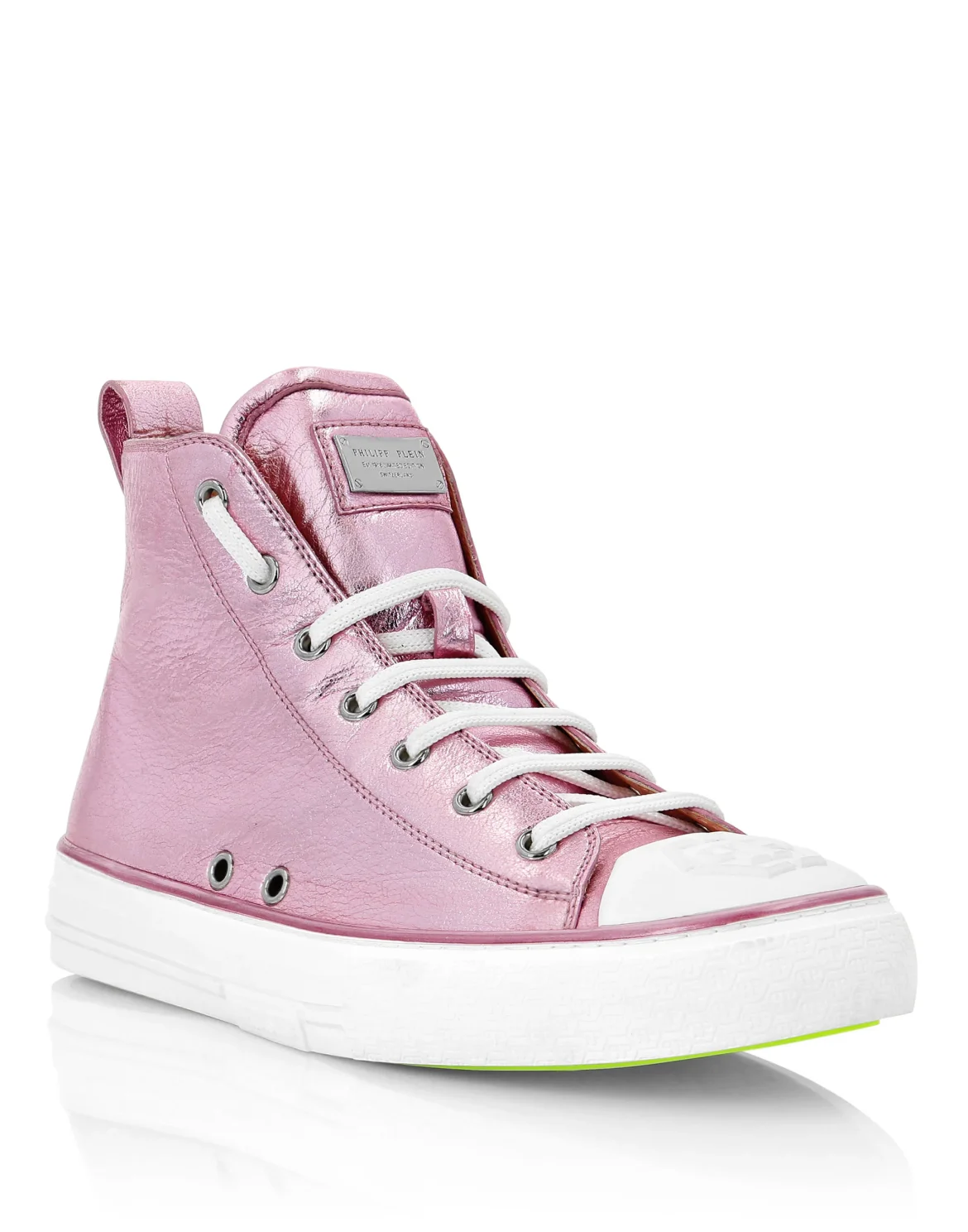 Laminated Leather Hi-Top Sneakers Megastar, цвет: Розовый