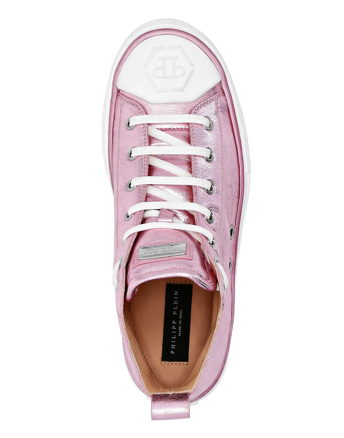 Laminated Leather Hi-Top Sneakers Megastar, цвет: Розовый