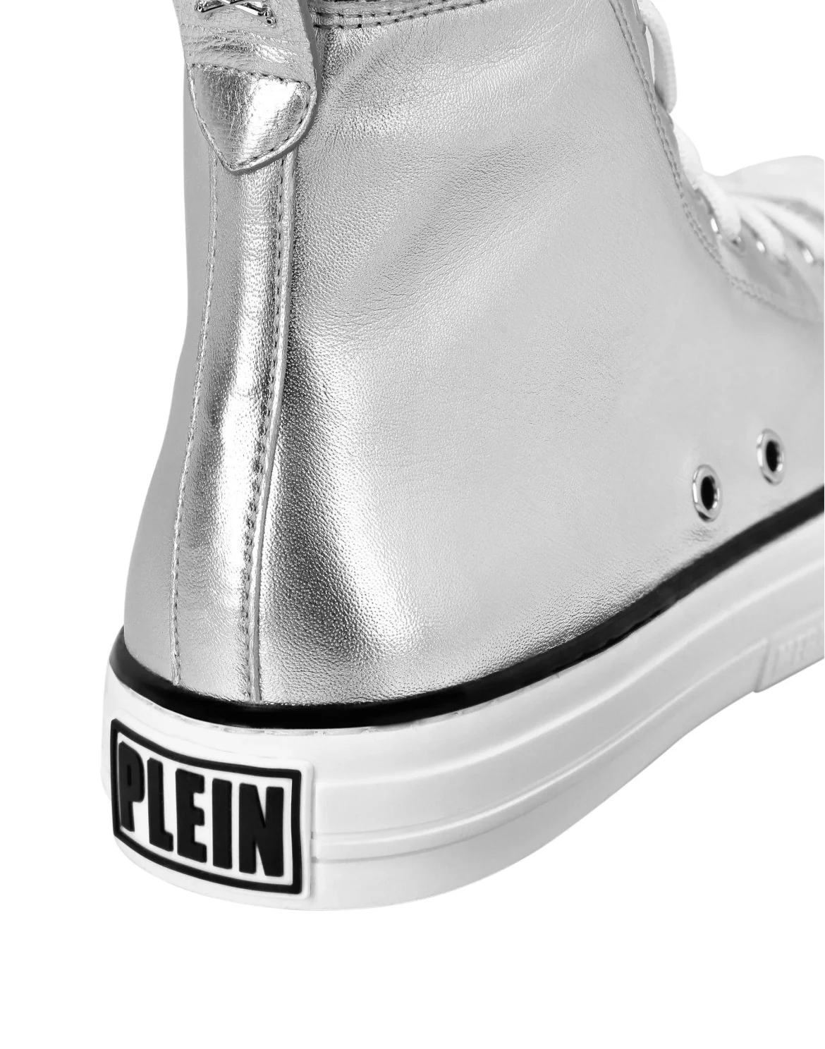 Laminated Leather Hi-Top Sneakers Megastar, цвет: Серебристый