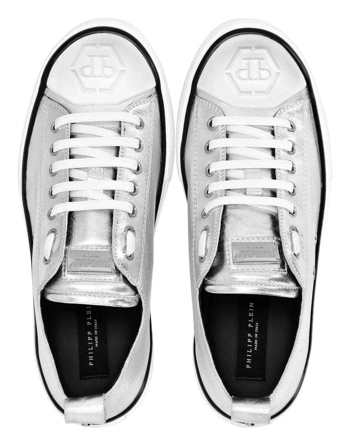 Laminated Leather Lo-Top Sneakers Megastar, цвет: Серебристый