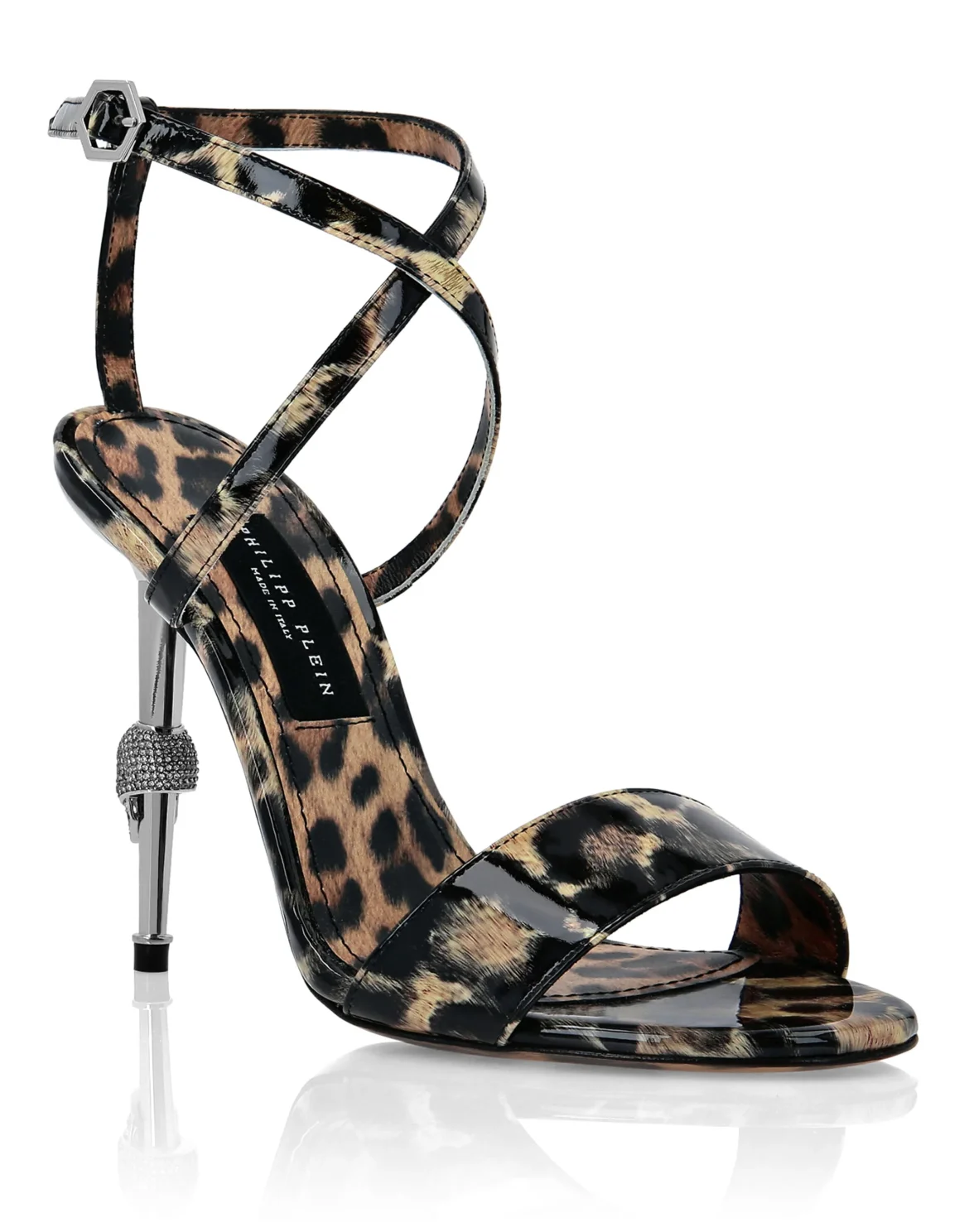 Skull Heel  Leopard Sandals, цвет: Леопард