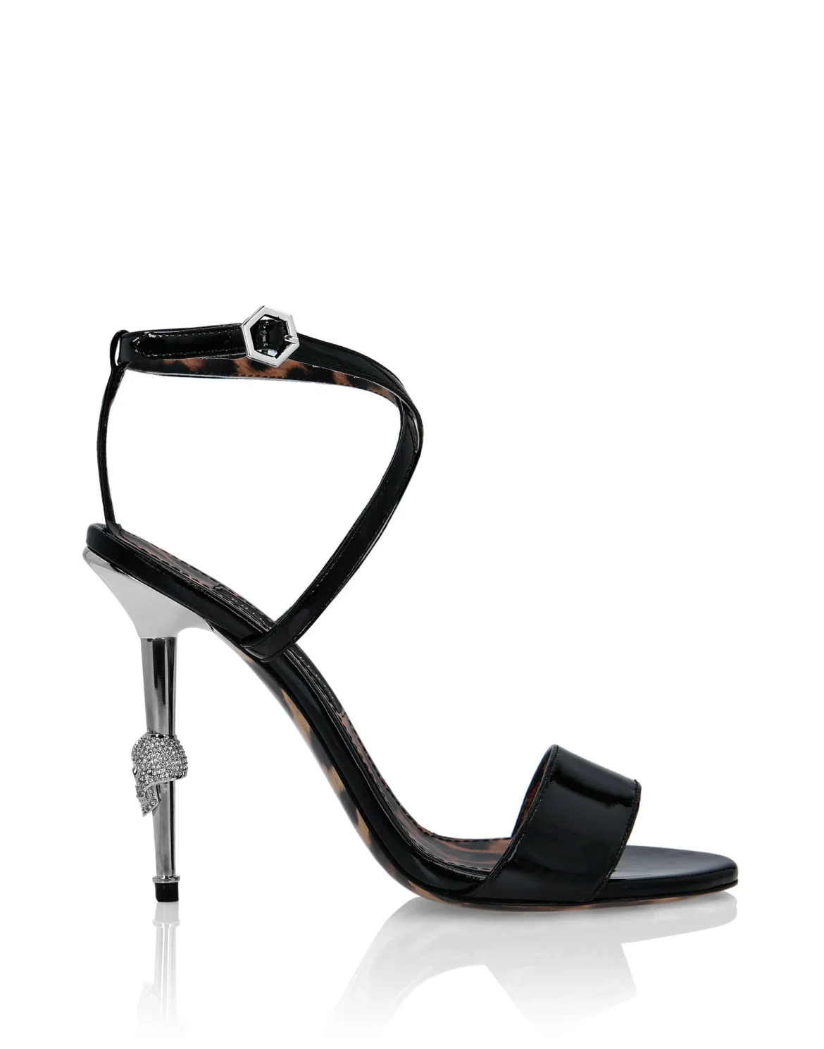 Patent Leather Open Toe Hi-Heels Iconic Plein, цвет: Черный