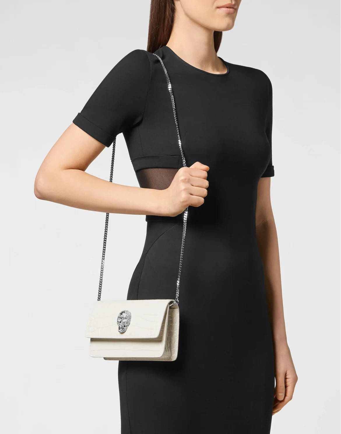 Cocco Print Leather Shoulder Bag, цвет: Белый