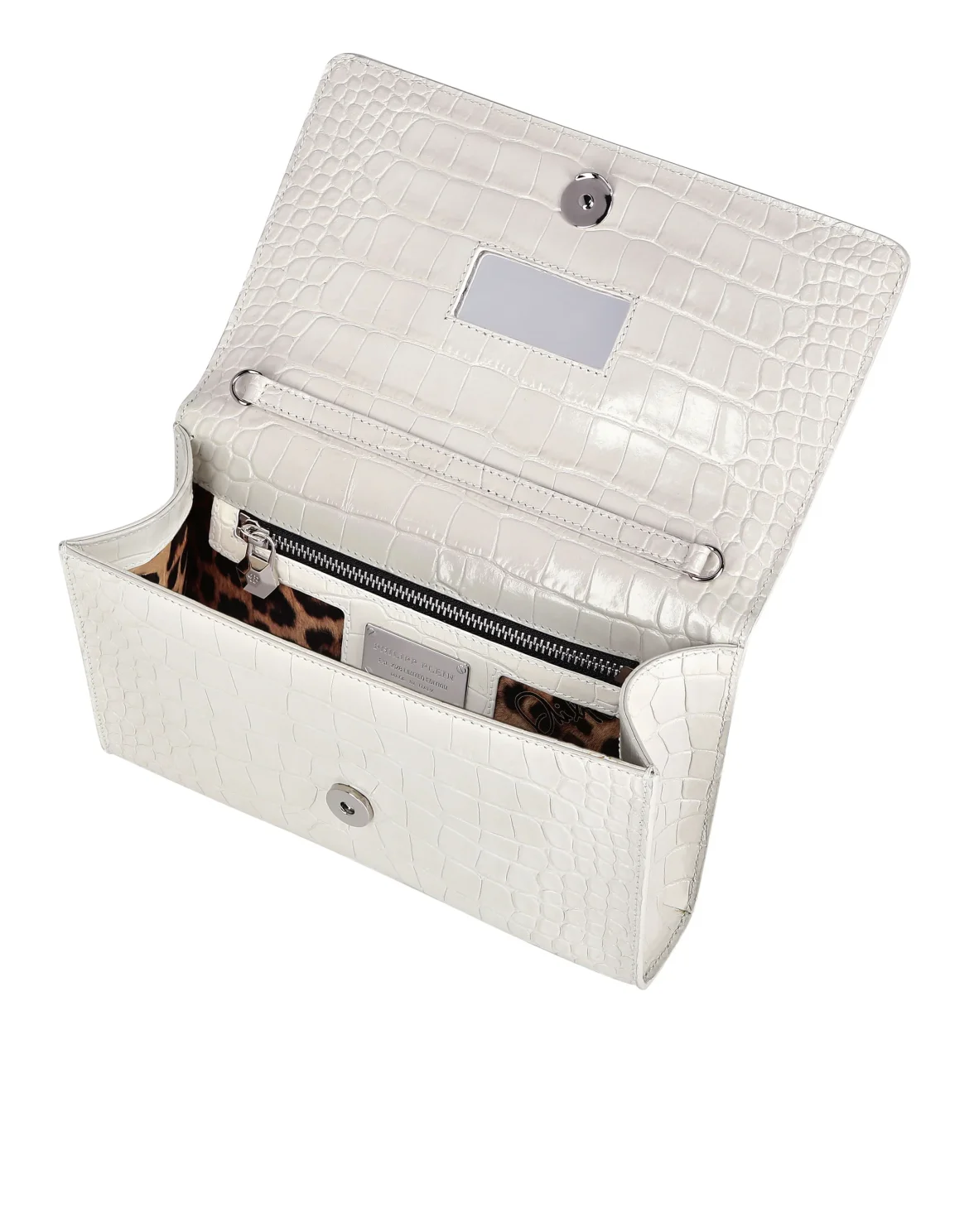 Small Croco Embossed Clutch Eagle, цвет: Белый