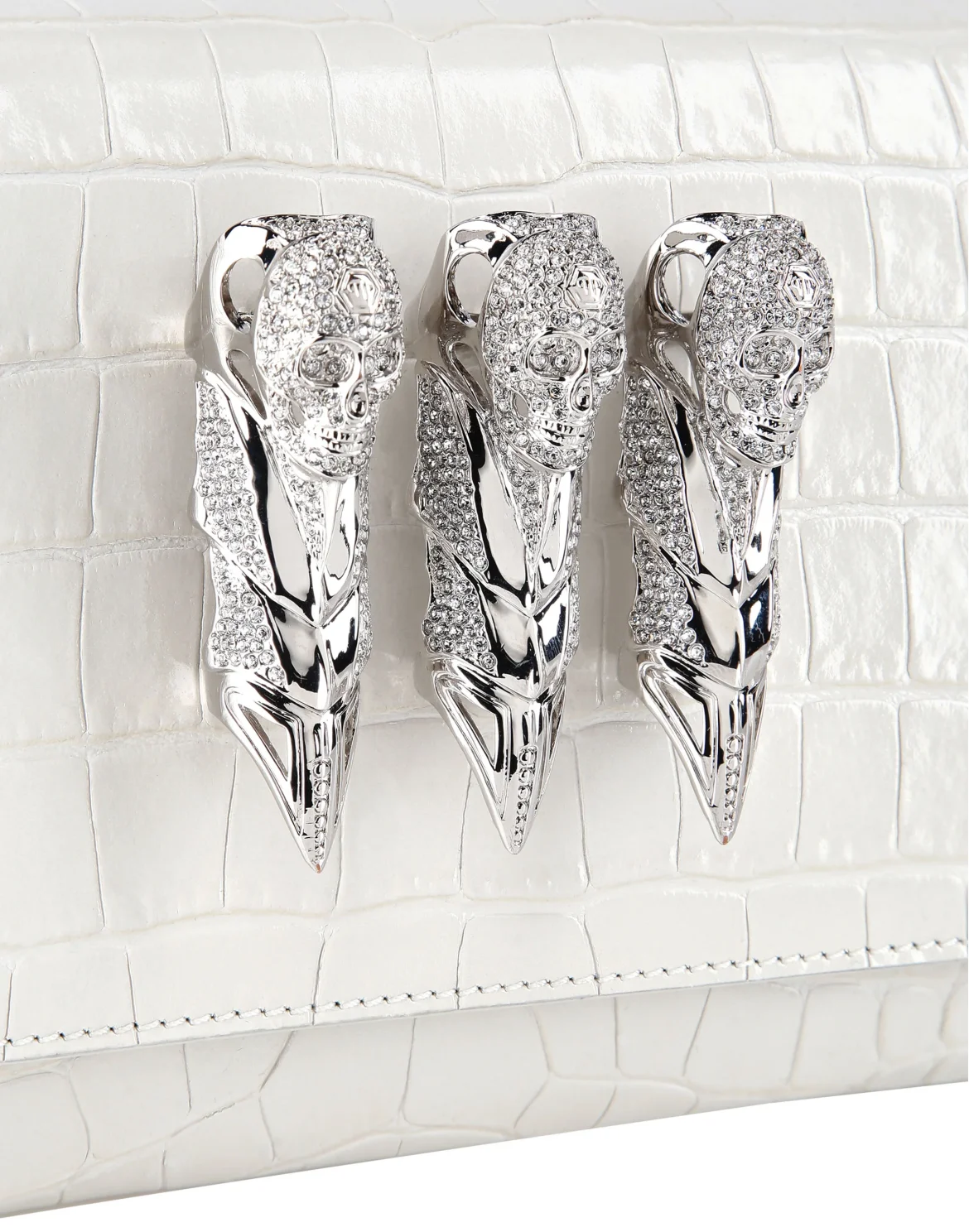 Small Croco Embossed Clutch Eagle, цвет: Белый