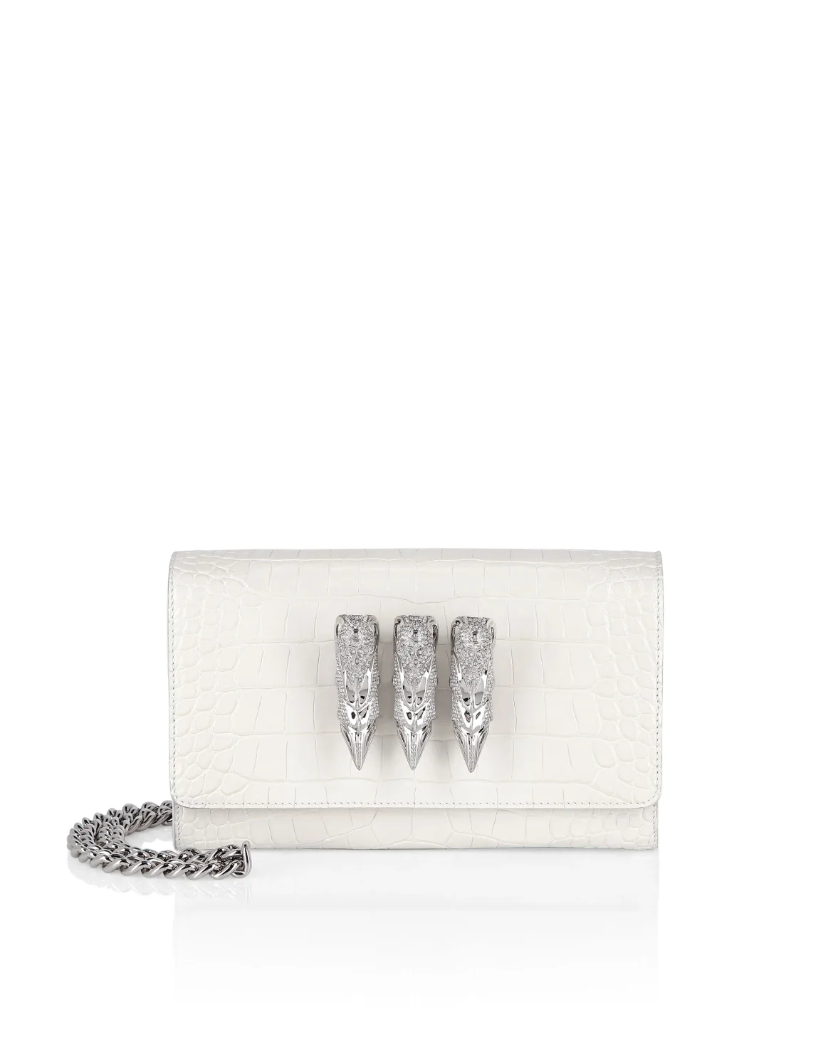 Small Croco Embossed Clutch Eagle, цвет: Белый