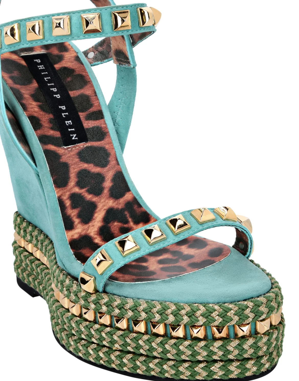 Suede Sandals Wedge Studs, цвет: Бирюзовый
