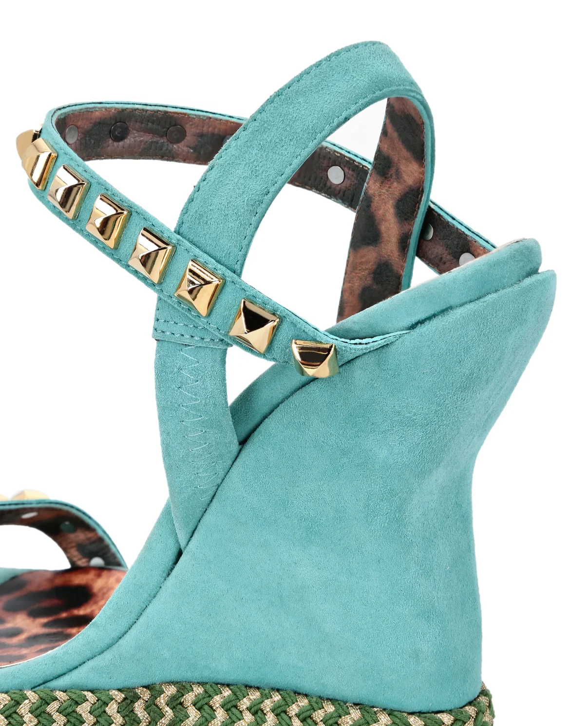 Suede Sandals Wedge Studs, цвет: Бирюзовый