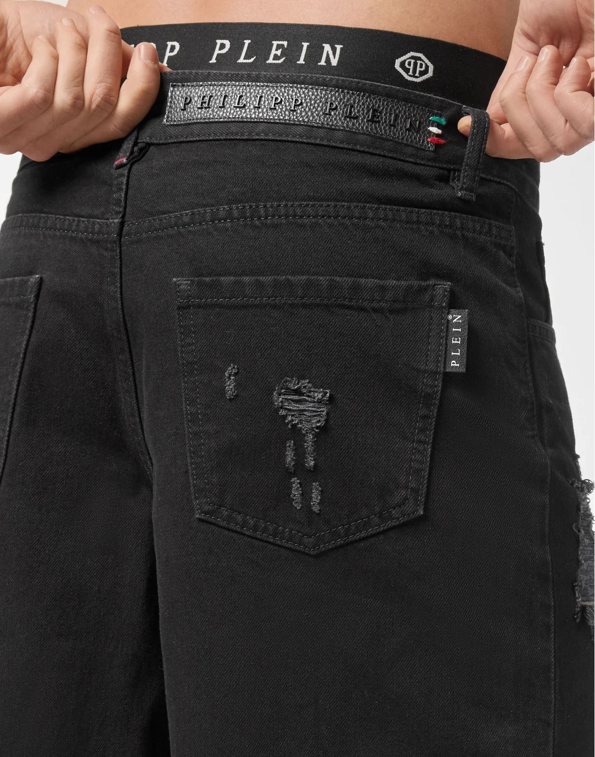 Denim Capri Shorts, цвет: Черный