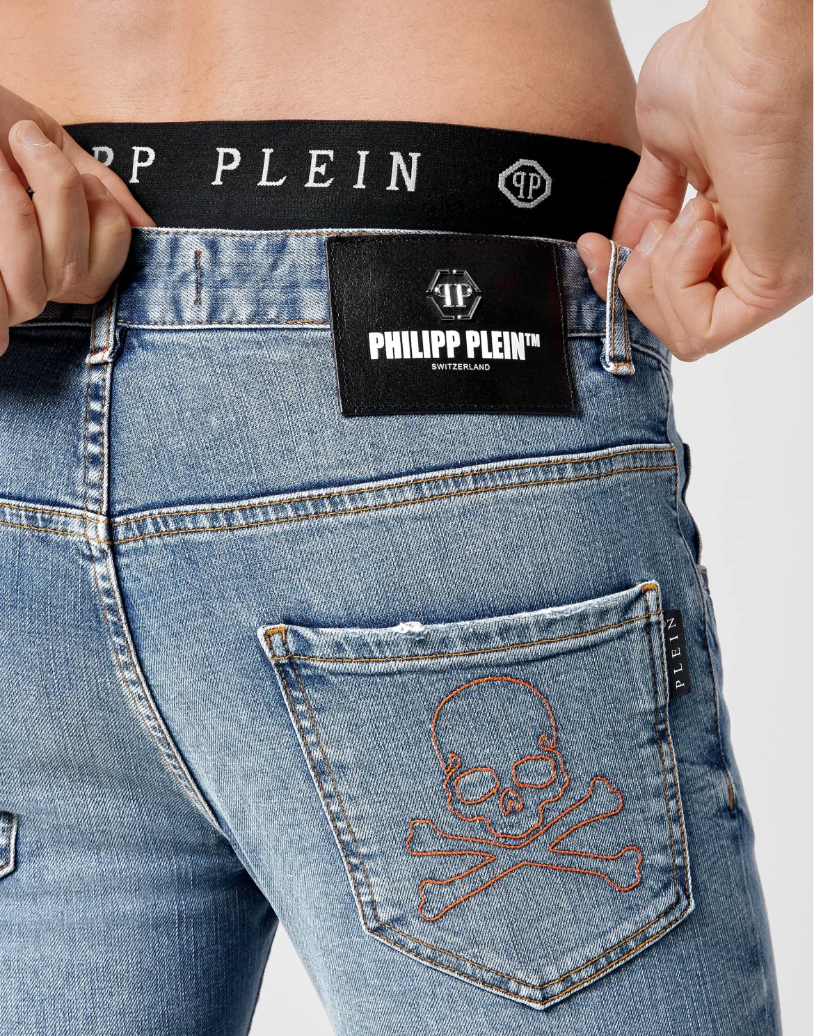 Denim Trousers Skinny Skull, цвет: Синий
