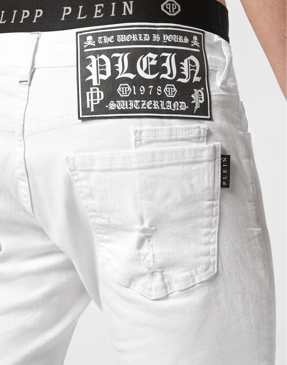 Denim Trousers Super Straight Cut Skull, цвет: Белый