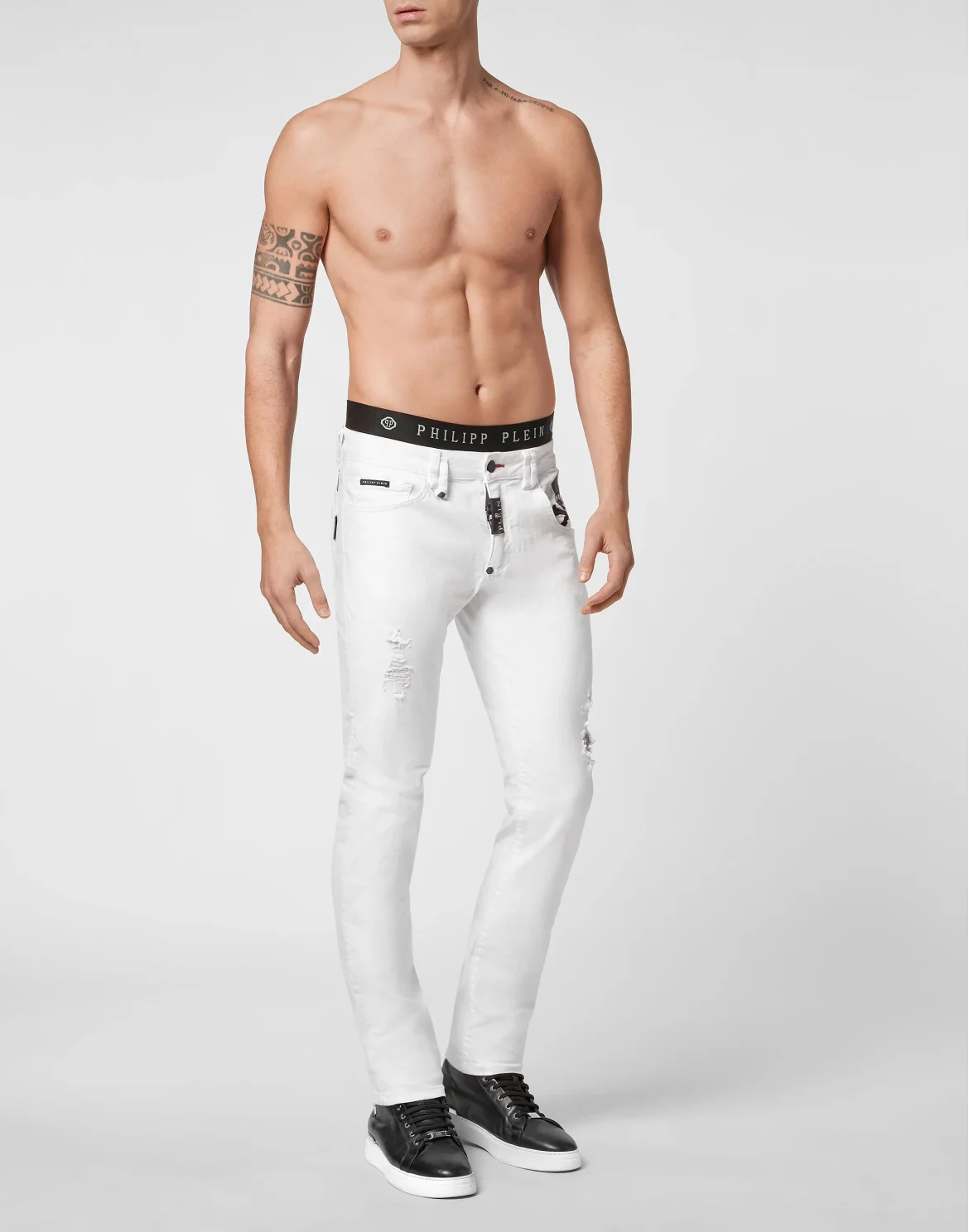 Denim Trousers Super Straight Cut Skull, цвет: Белый