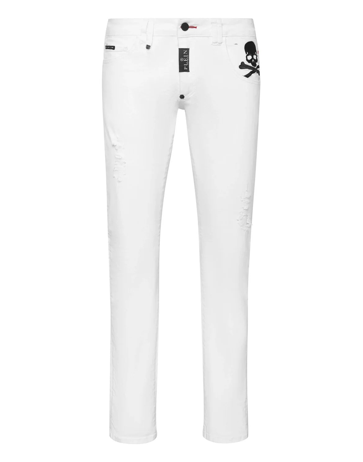 Denim Trousers Super Straight Cut Skull, цвет: Белый