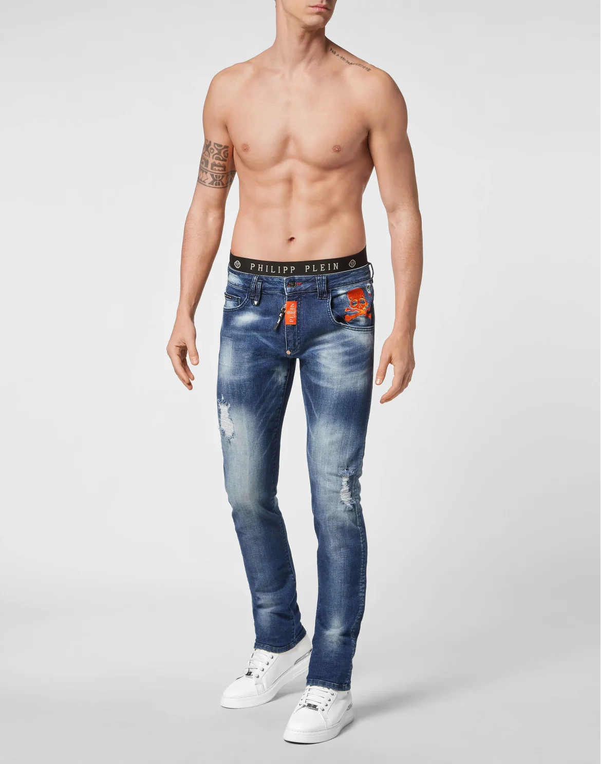 Denim Trousers Super Straight Cut Skull, цвет: Синий