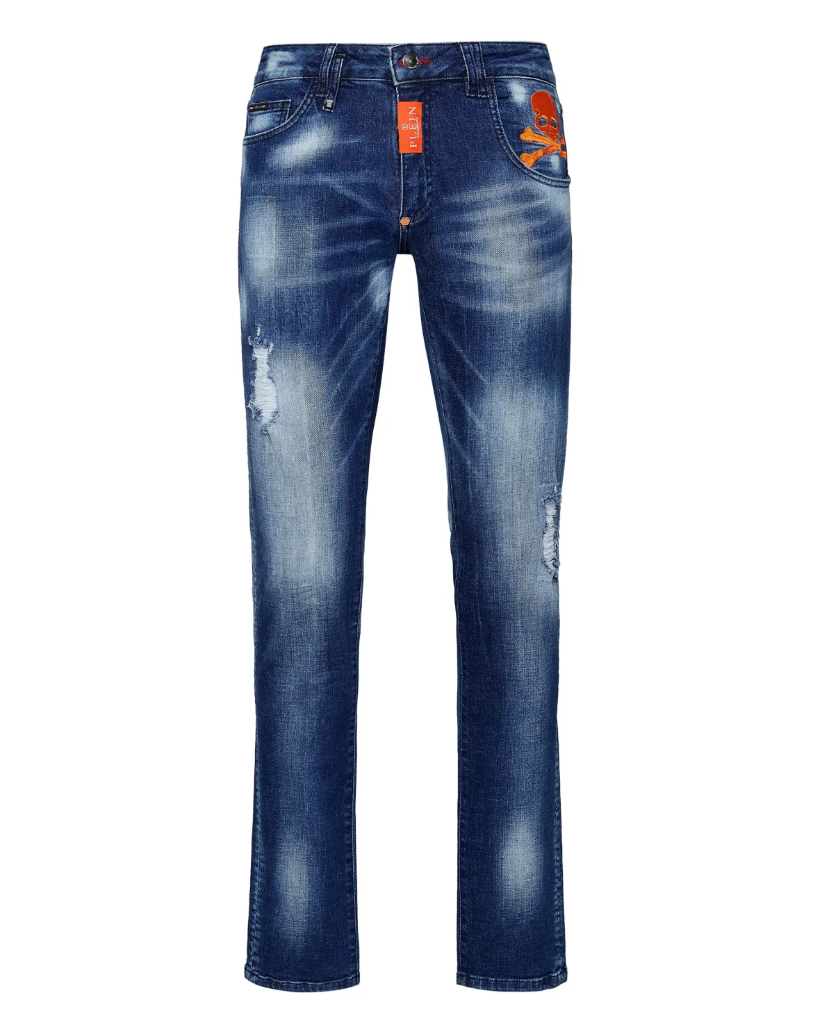 Denim Trousers Super Straight Cut Skull, цвет: Синий
