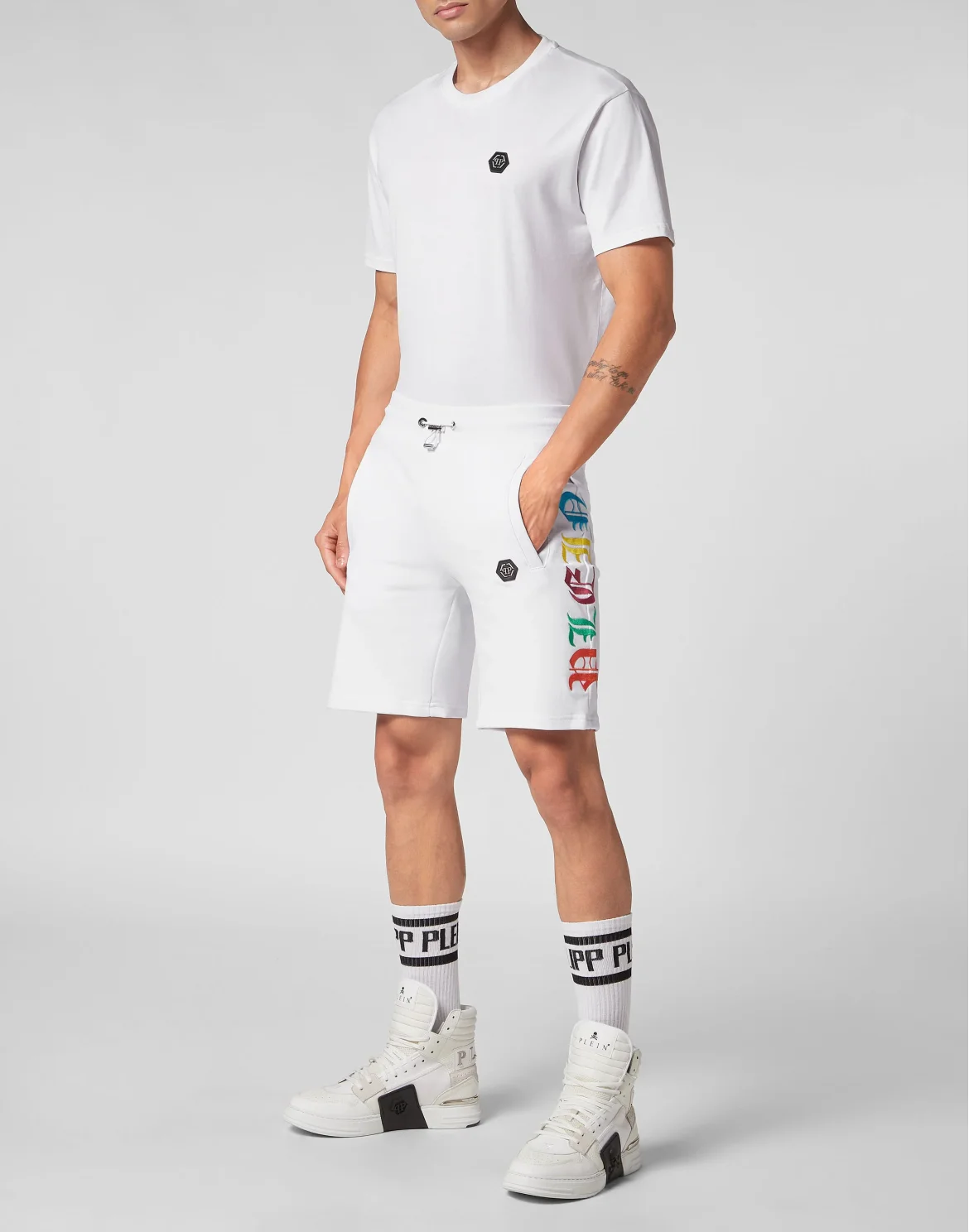 Basket Jogging Shorts Gothic Plein, цвет: Белый
