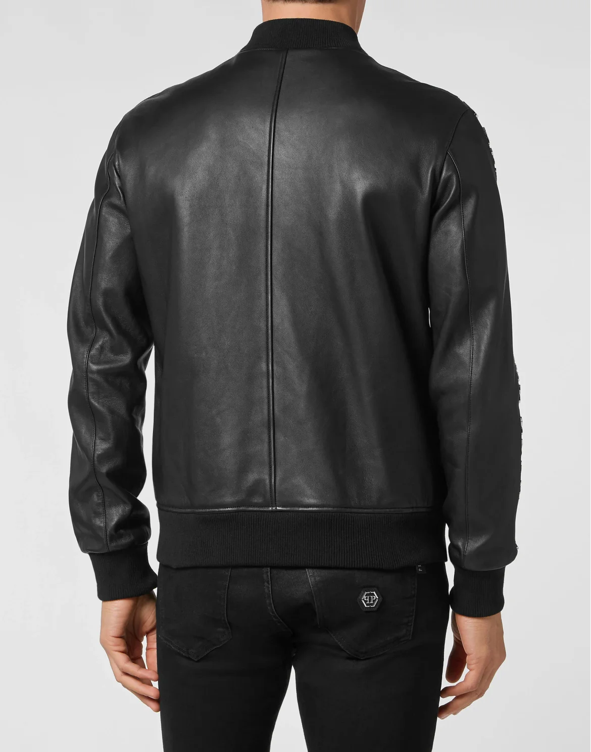 Leather Bomber Gothic Plein, цвет: Черный