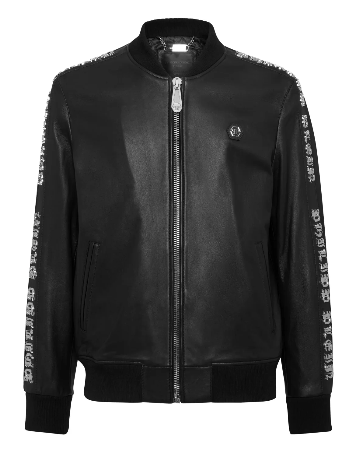 Leather Bomber Gothic Plein, цвет: Черный