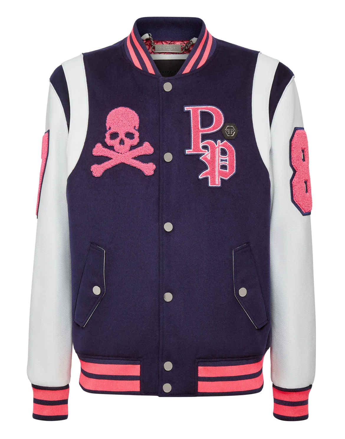 College Jacket Deer Leather Sleeves Patches, цвет: Синий
