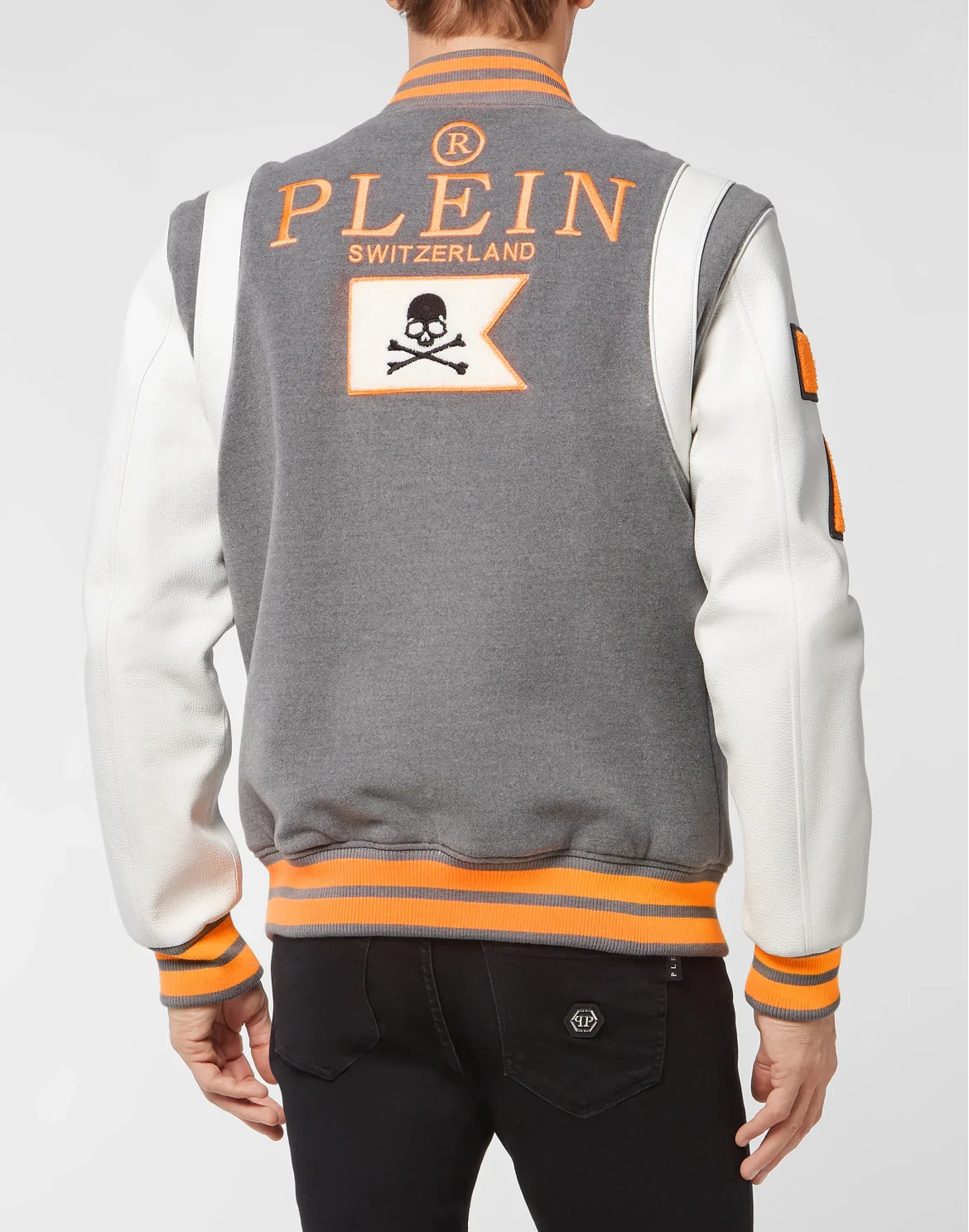 College Jacket Deer Leather Sleeves Patches, цвет: Серый