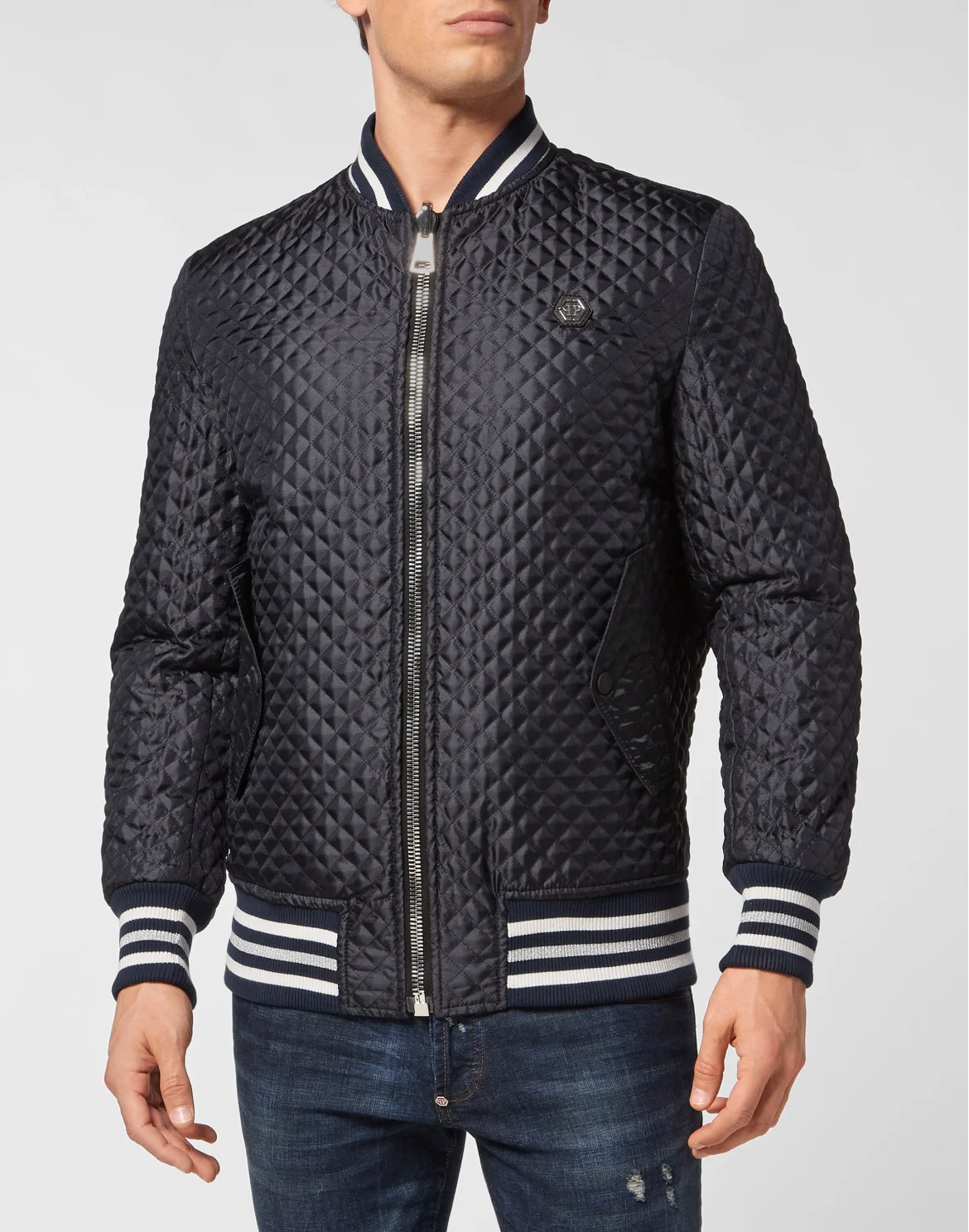 Silk Satin Bomber Skull, цвет: Синий