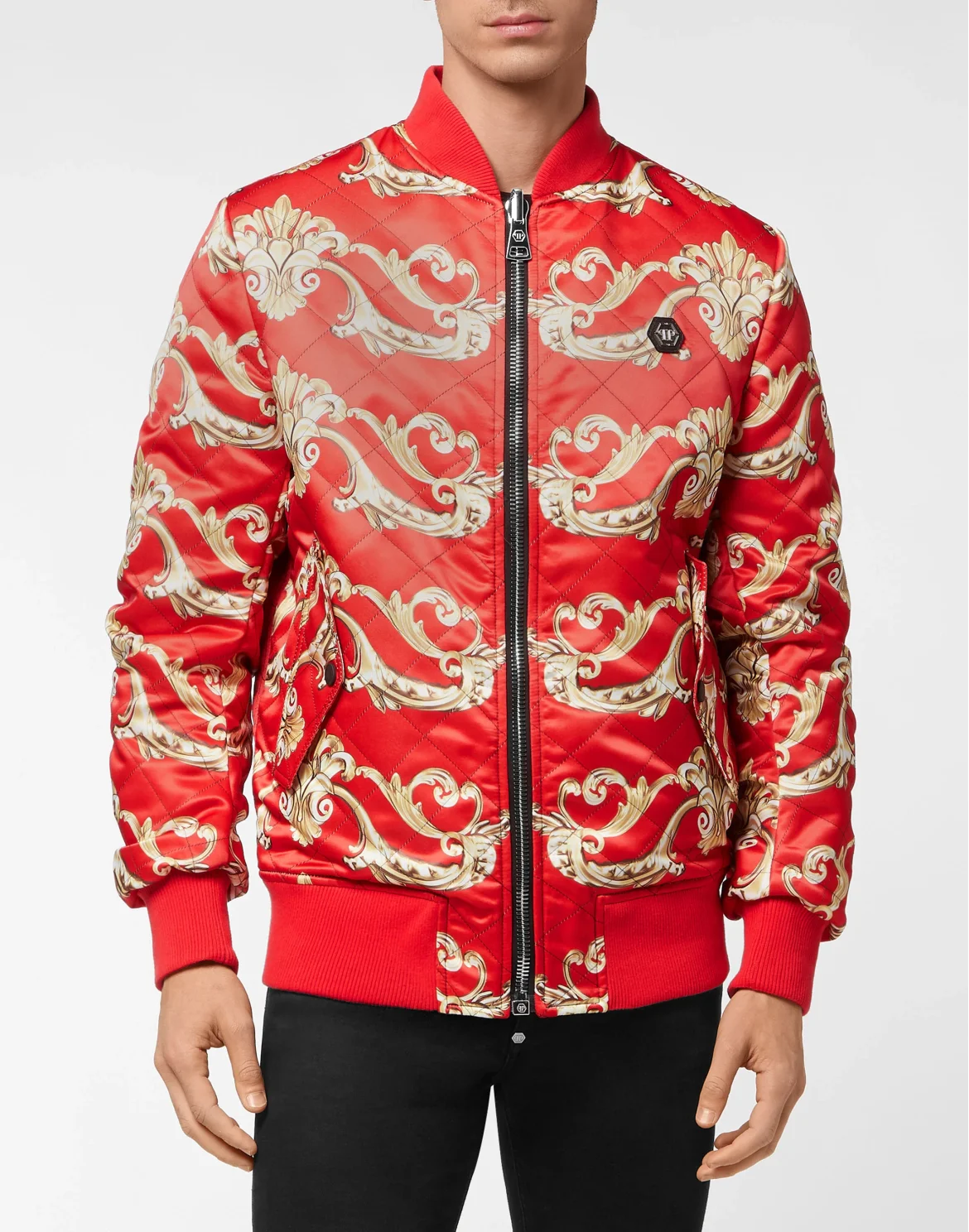 REVERSIBLE  BAROQUE SILK  BOMBER, цвет: Красный