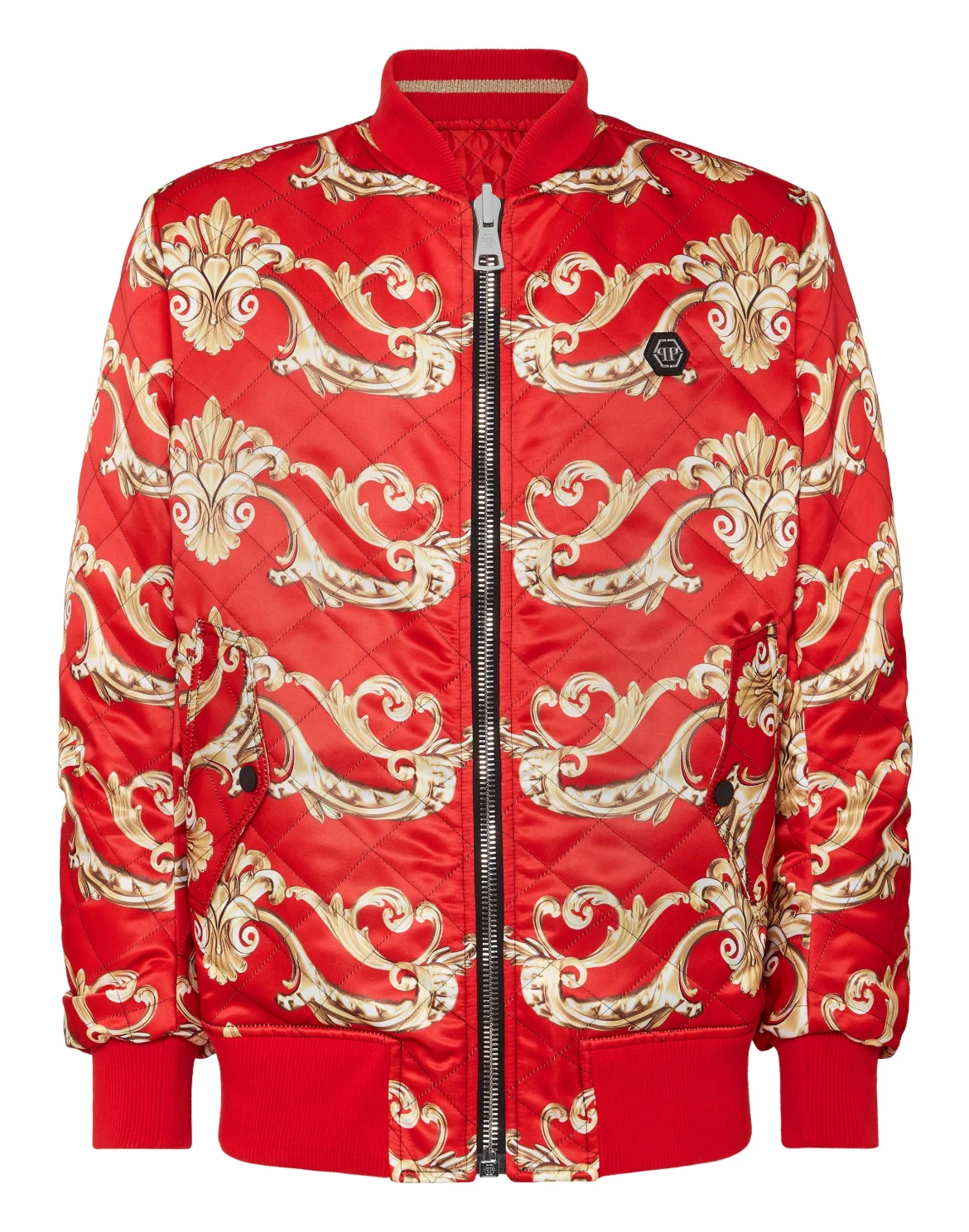 REVERSIBLE  BAROQUE SILK  BOMBER, цвет: Красный