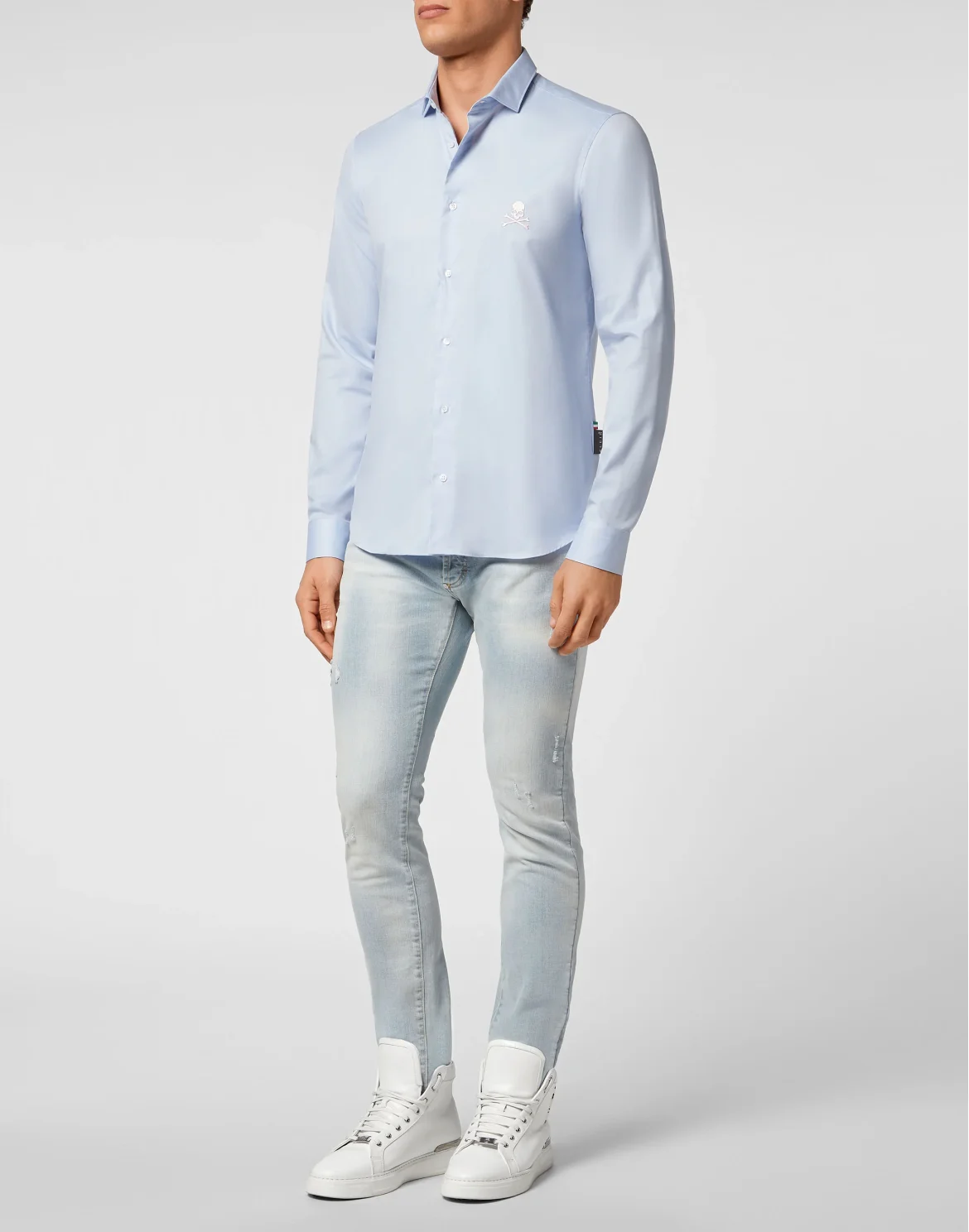 Shirt Sugar Daddy Cut LS Skull, цвет: Голубой