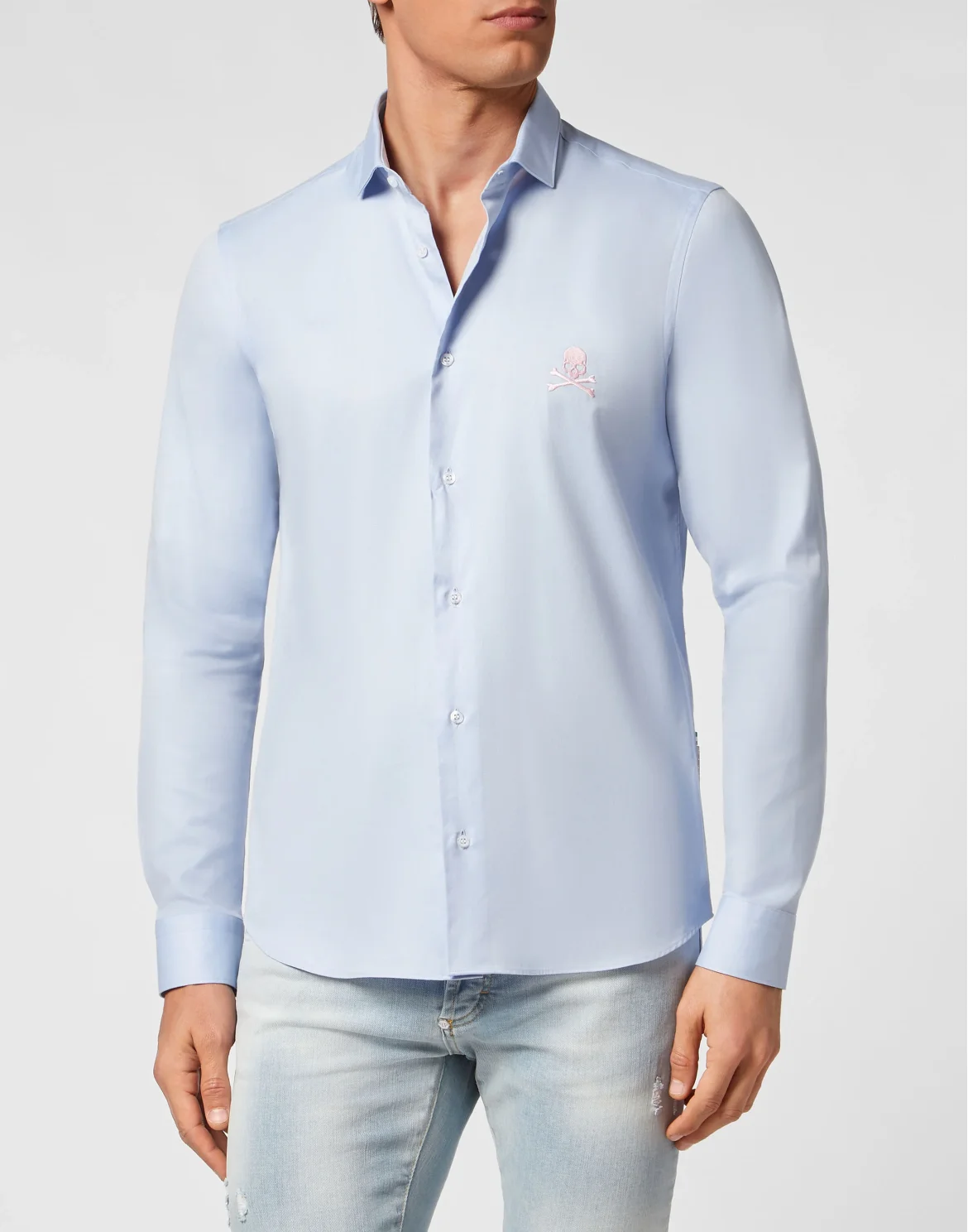 Shirt Sugar Daddy Cut LS Skull, цвет: Голубой
