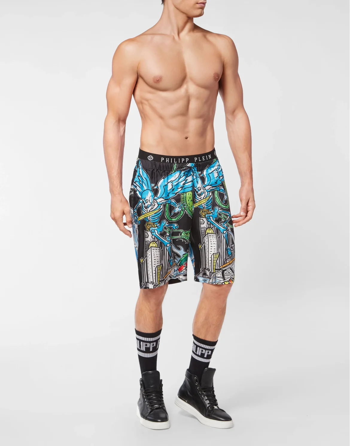 Silk Shorts Skeleton tattoo, цвет: Черный