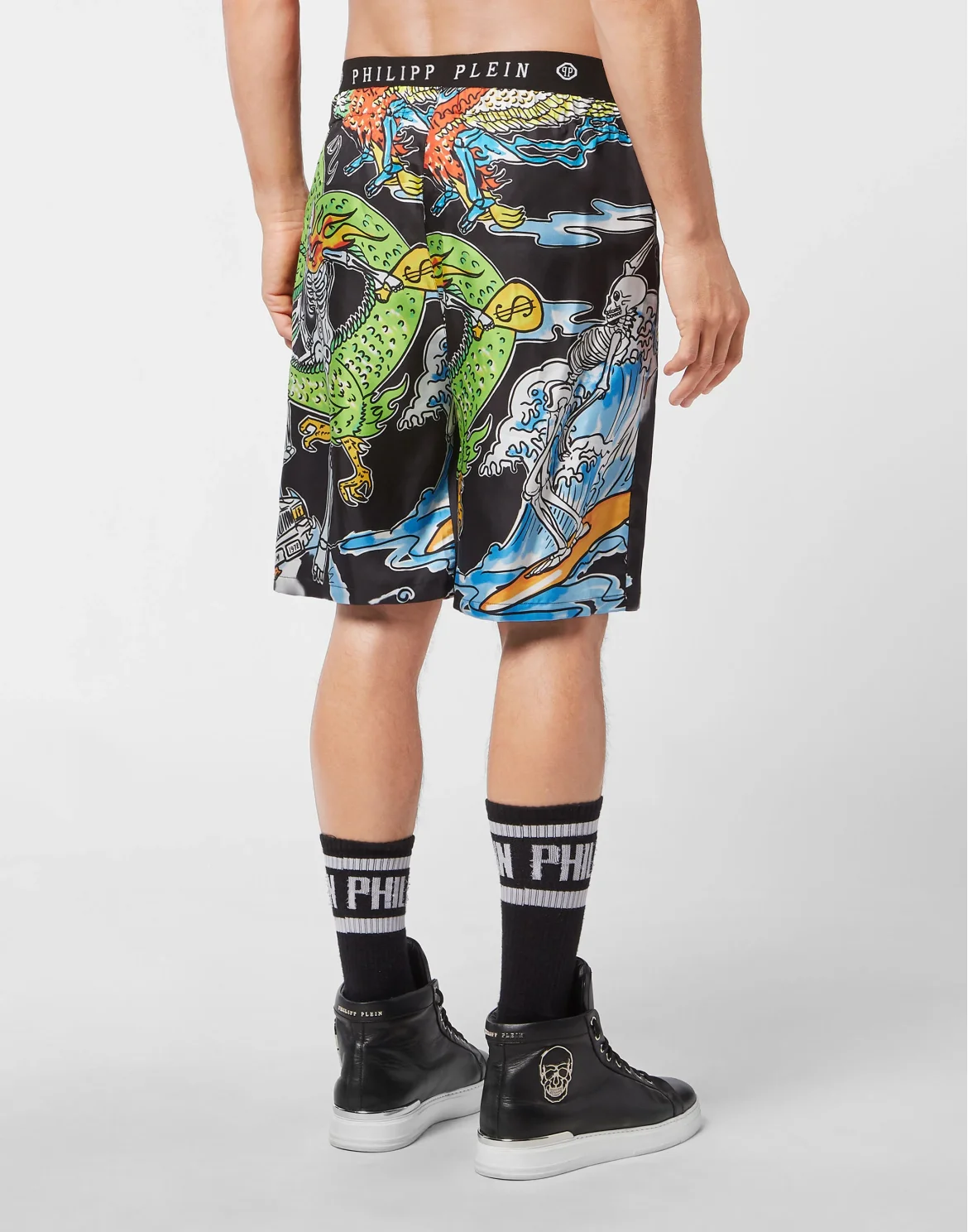 Silk Shorts Skeleton tattoo, цвет: Черный
