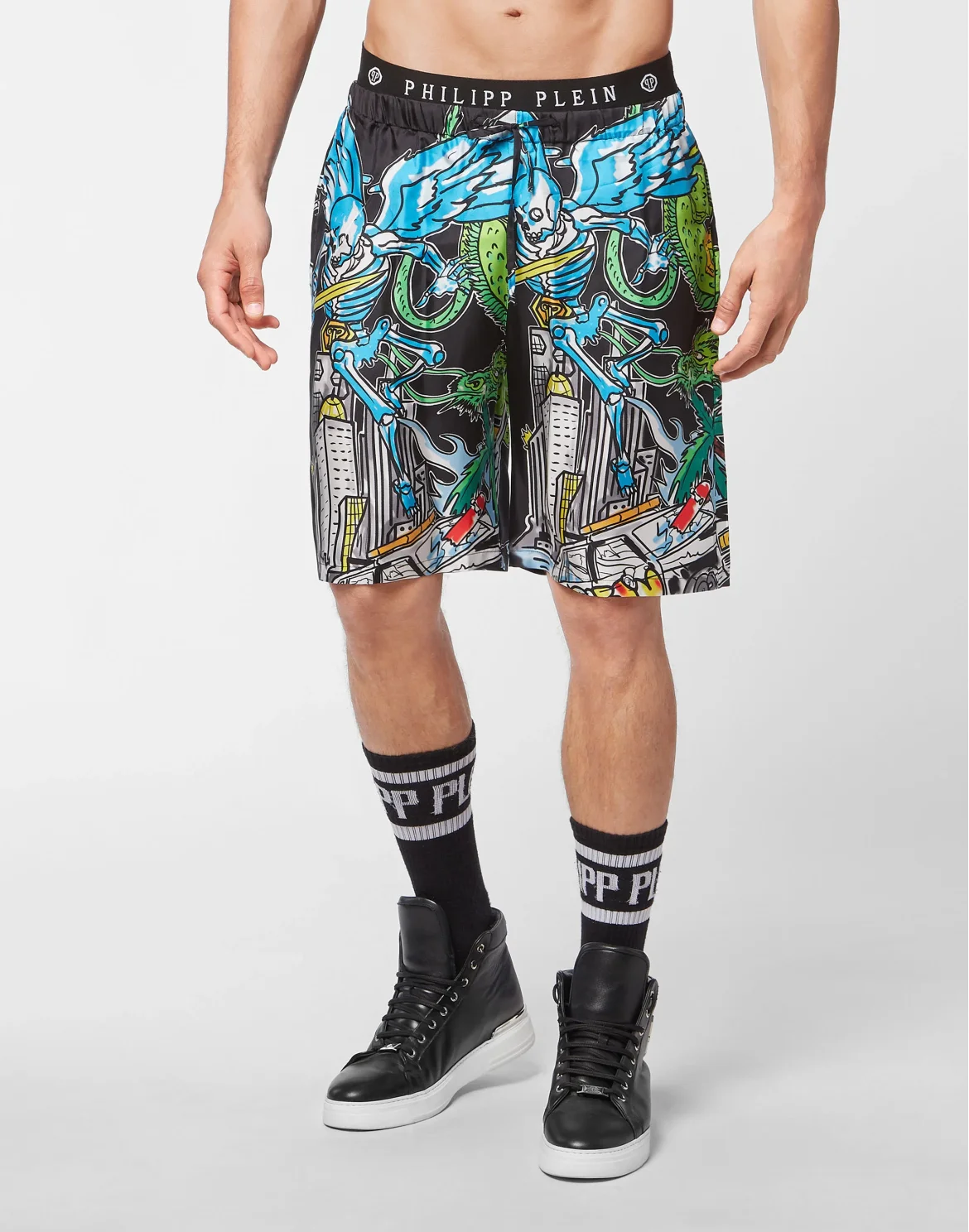 Silk Shorts Skeleton tattoo, цвет: Черный