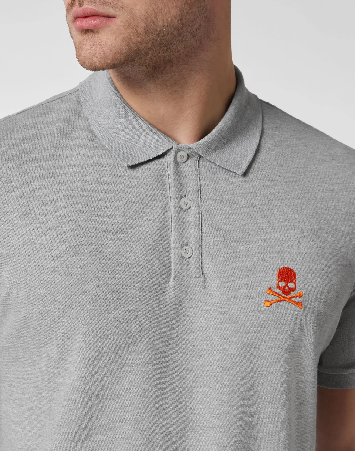 Slim Fit Polo shirt SS Skull, цвет: Серый