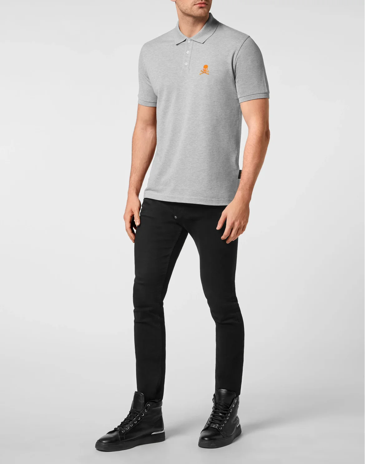 Slim Fit Polo shirt SS Skull, цвет: Серый