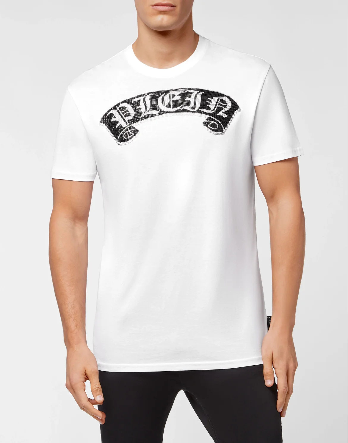 T-shirt Round Neck SS Stones Gothic Plein with Crystals, цвет: Белый