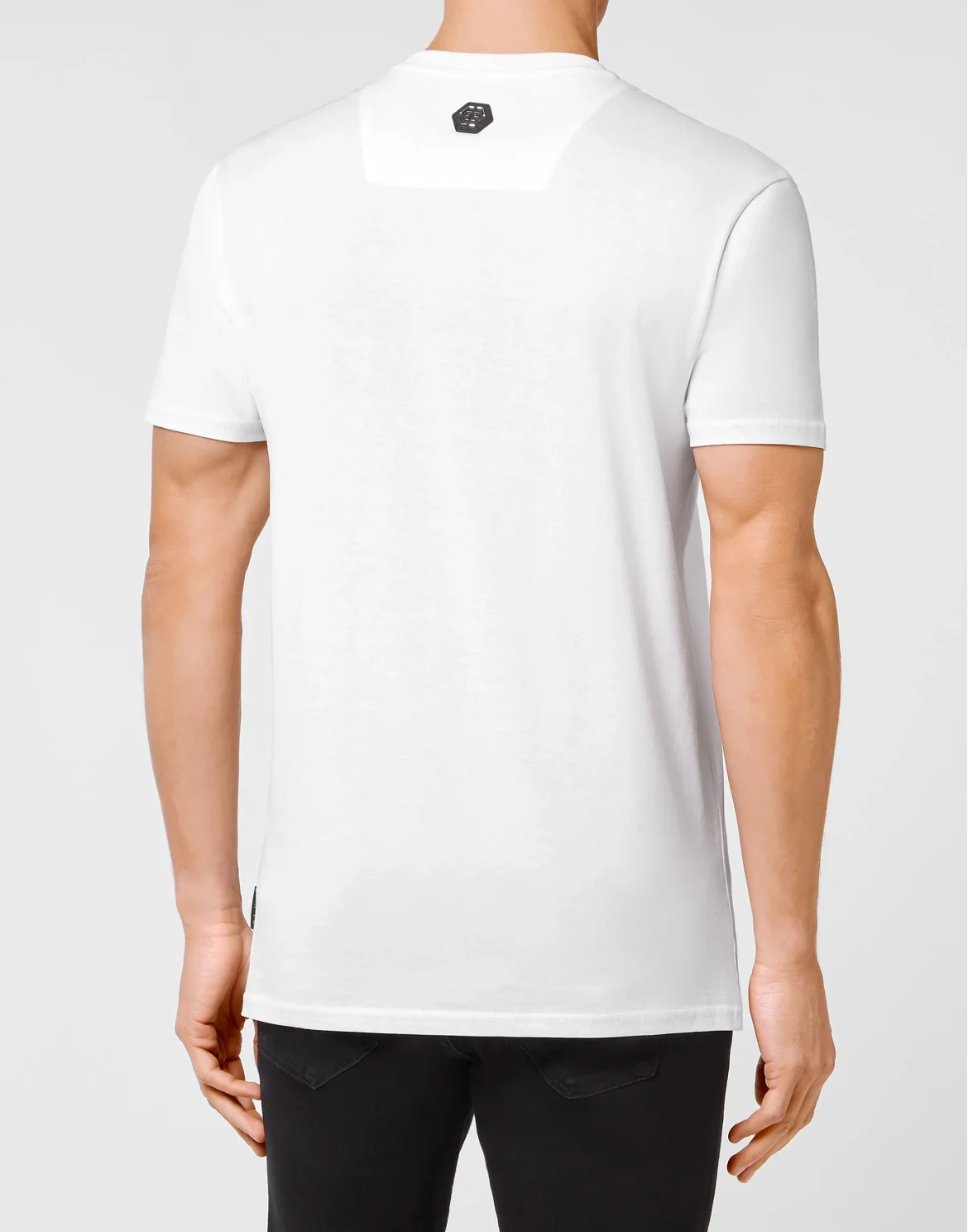 T-shirt Round Neck SS Stones Gothic Plein with Crystals, цвет: Белый