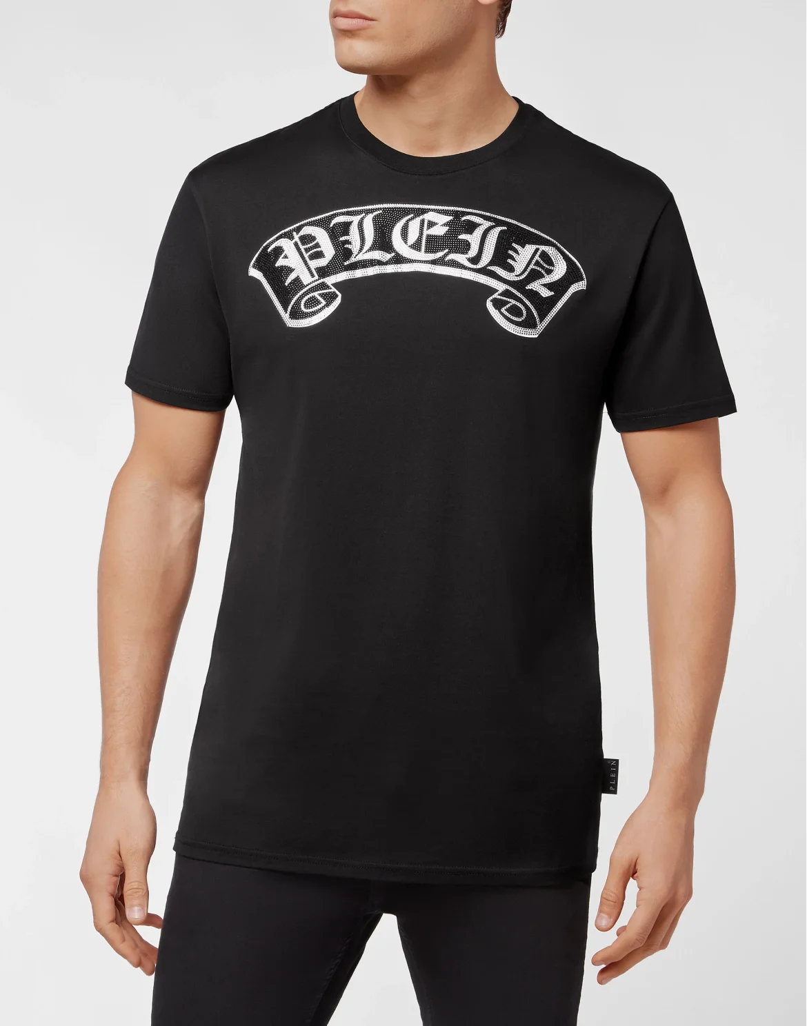 T-shirt Round Neck SS Stones Gothic Plein with Crystals, цвет: Черный