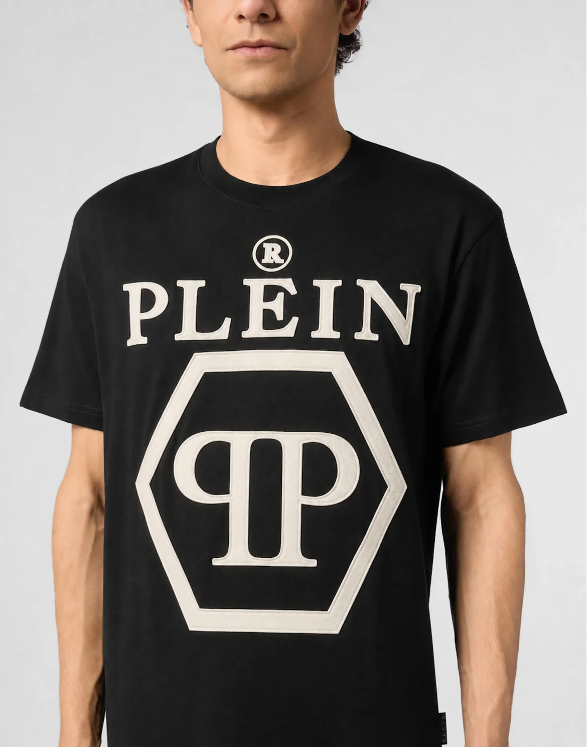 T-shirt Round Neck SS Flock print Hexagon, цвет: Черный