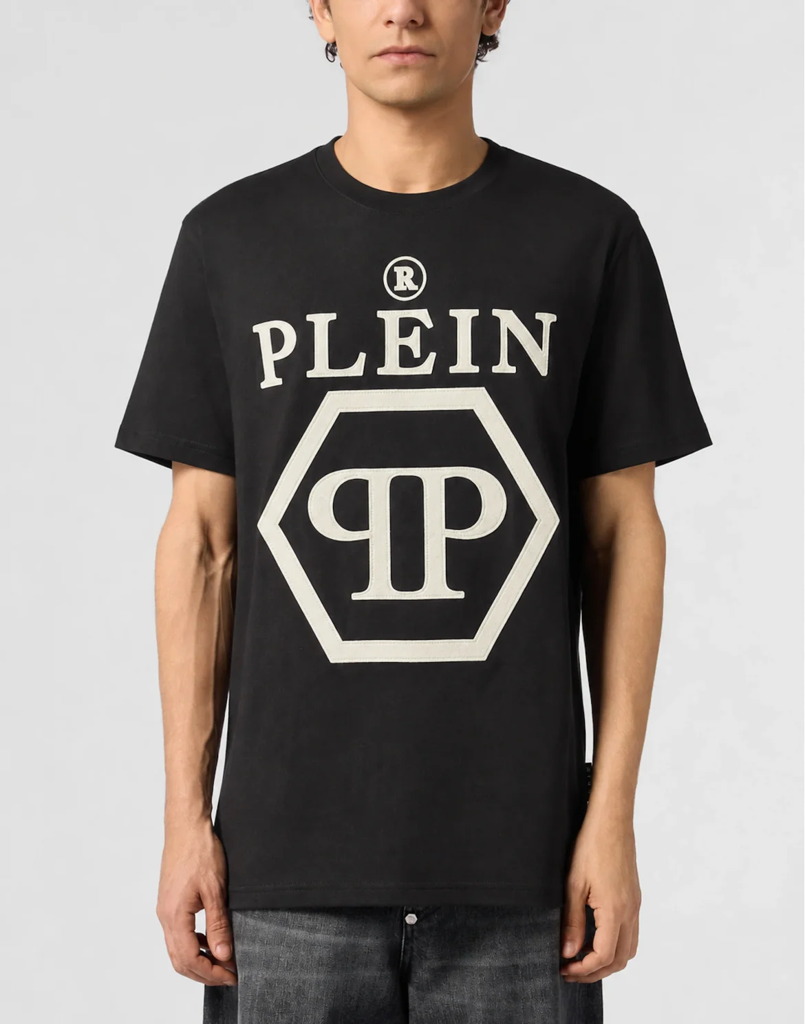 T-shirt Round Neck SS Flock print Hexagon, цвет: Черный