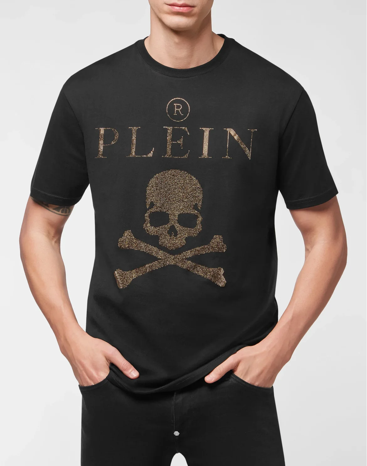 T-shirt Round Neck SS Crystal Skull with Crystals, цвет: Черный