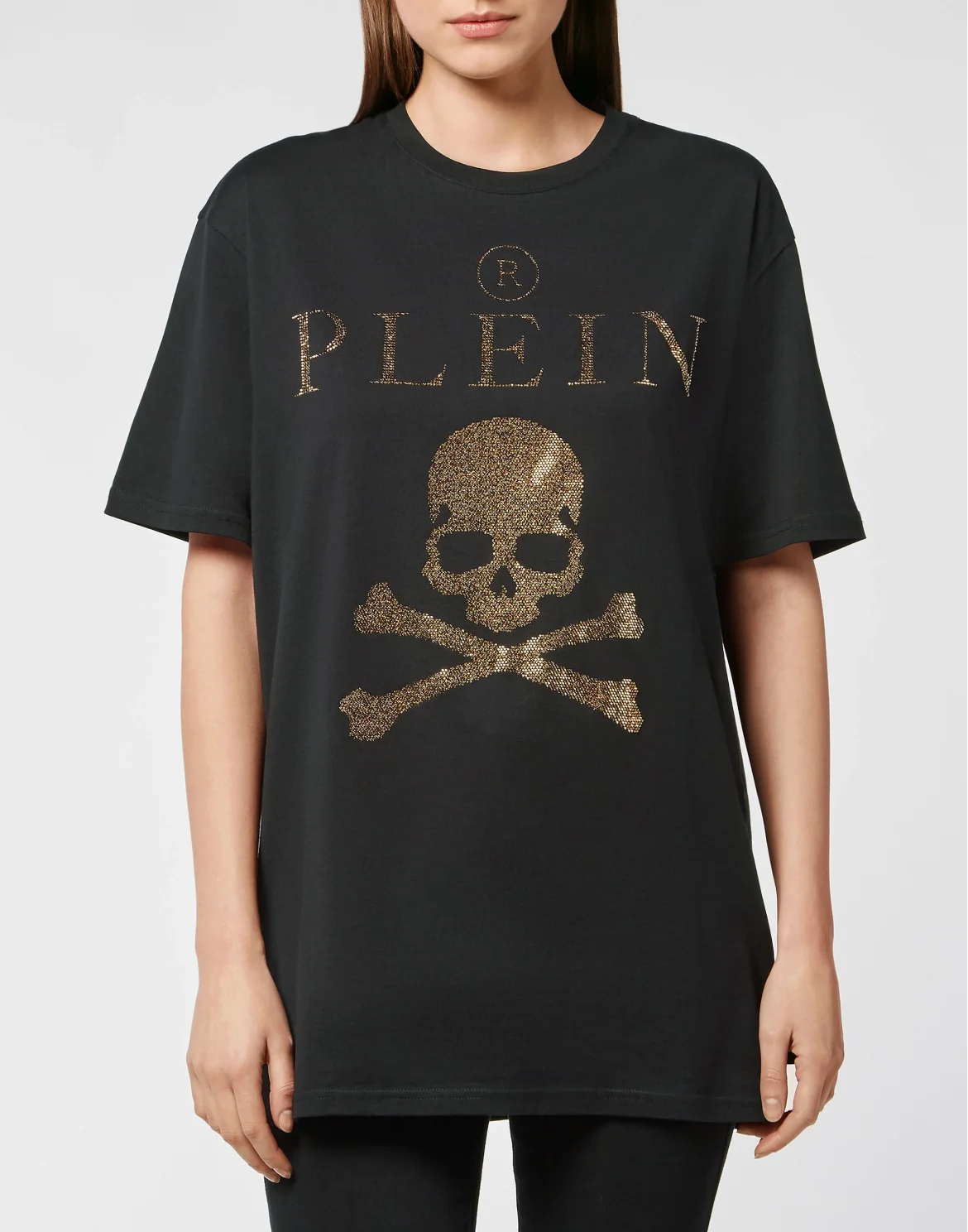 T-shirt Round Neck SS Crystal Skull with Crystals, цвет: Черный