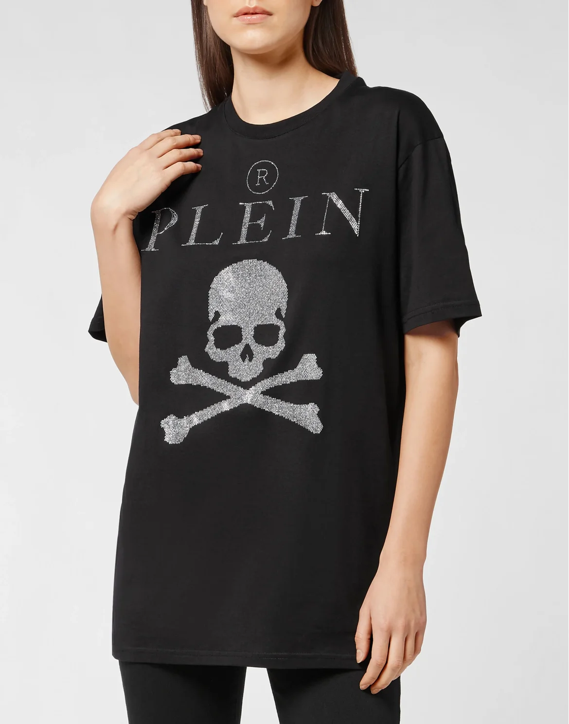 T-shirt Round Neck SS Crystal Skull with Crystals, цвет: Черный