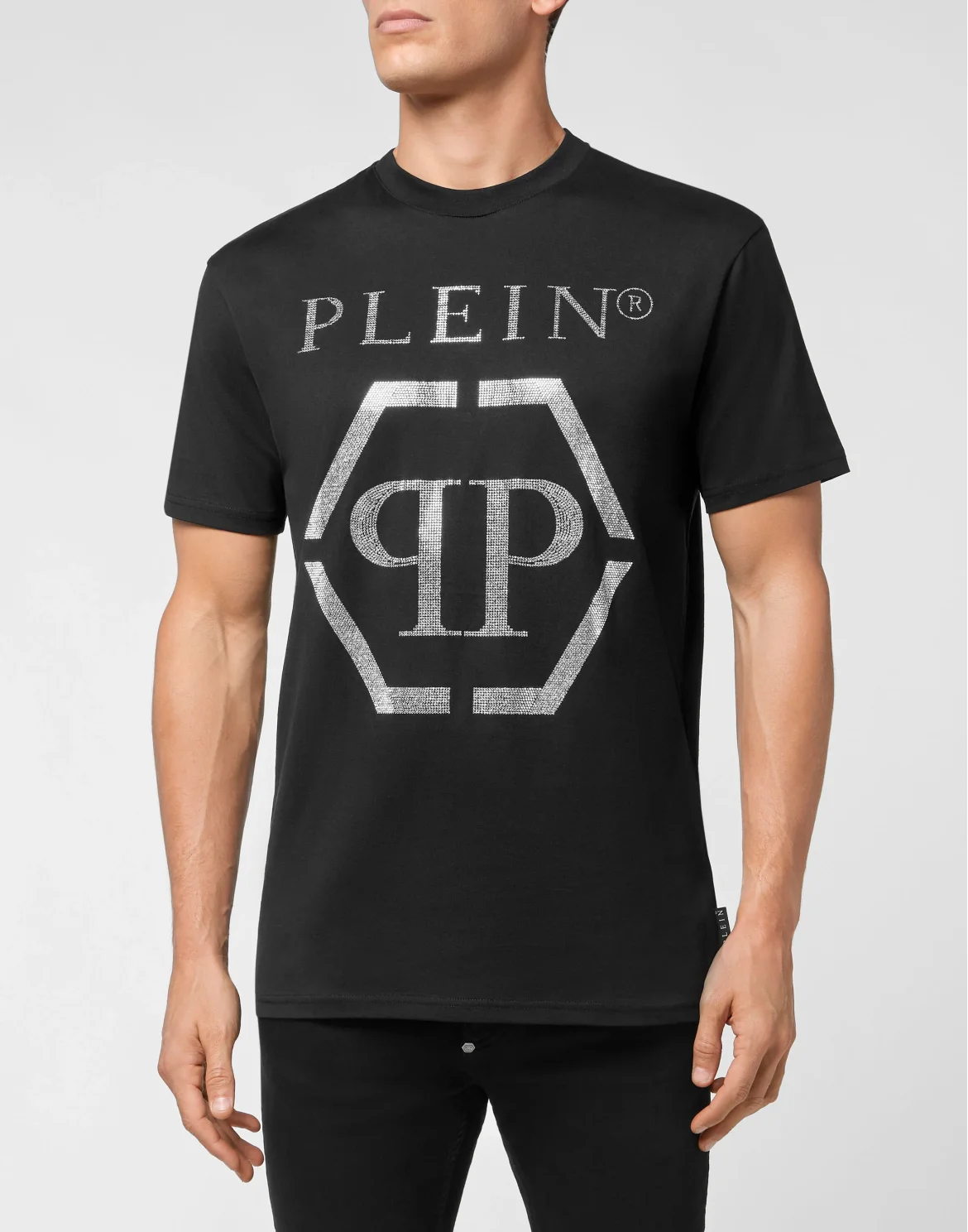 T-shirt Round Neck SS Hexagon with Crystals, цвет: Черный
